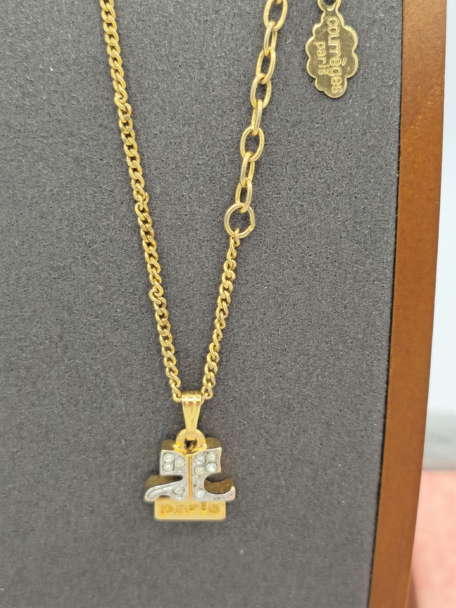 Courrèges Paris Gold Tone Crystal Pendant Necklace Women image 2