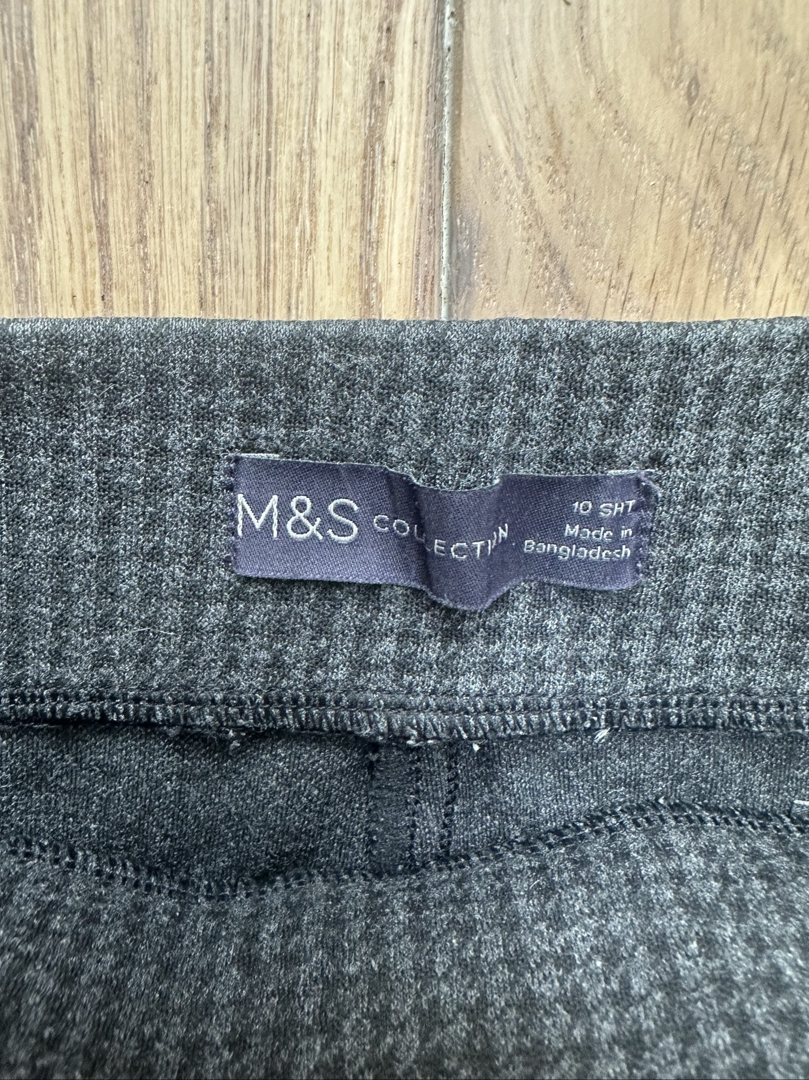 M&S Women's Charcoal Mix Stretch Trousers UK 10 Short image 2