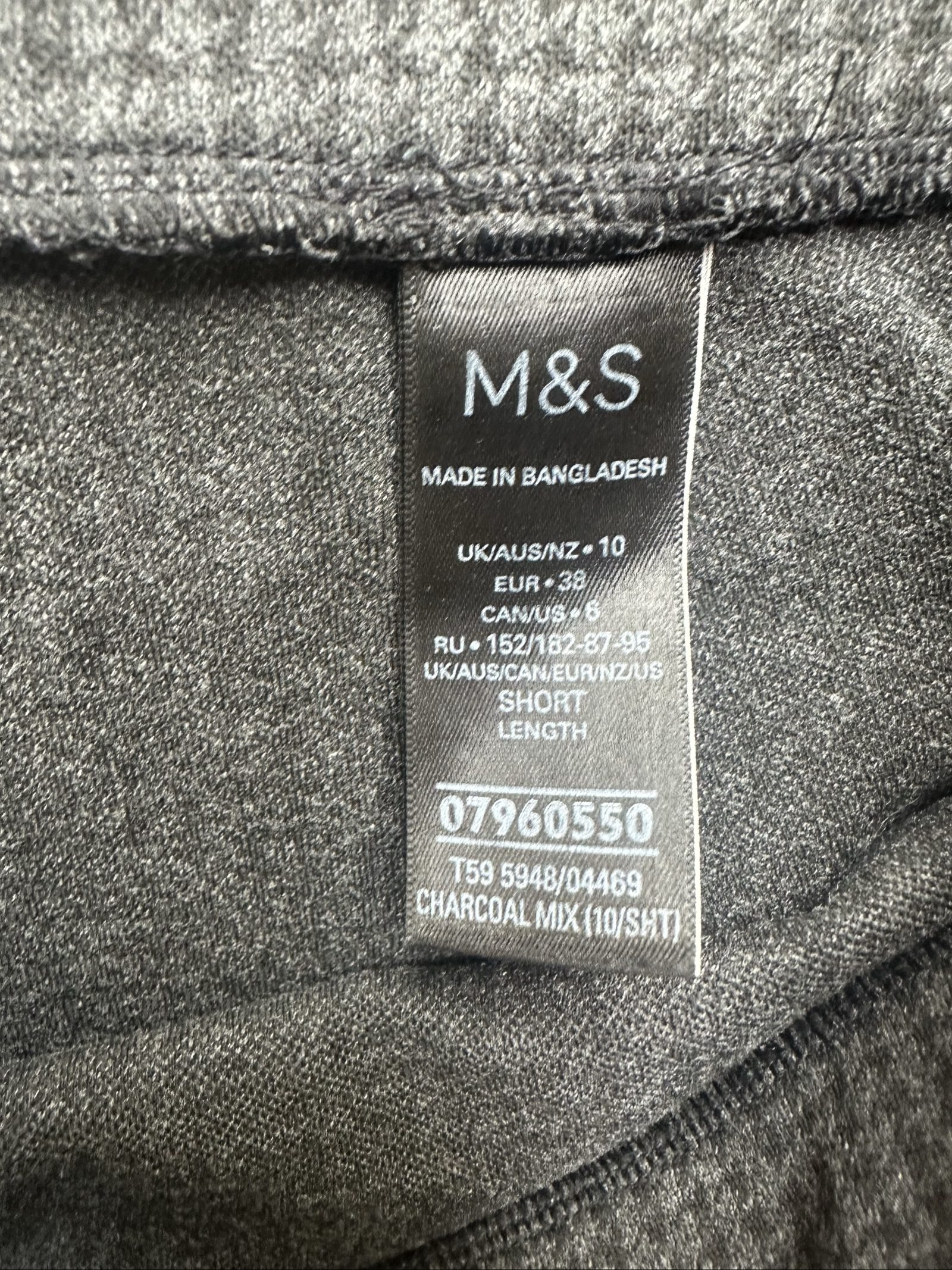 M&S Women's Charcoal Mix Stretch Trousers UK 10 Short image 3