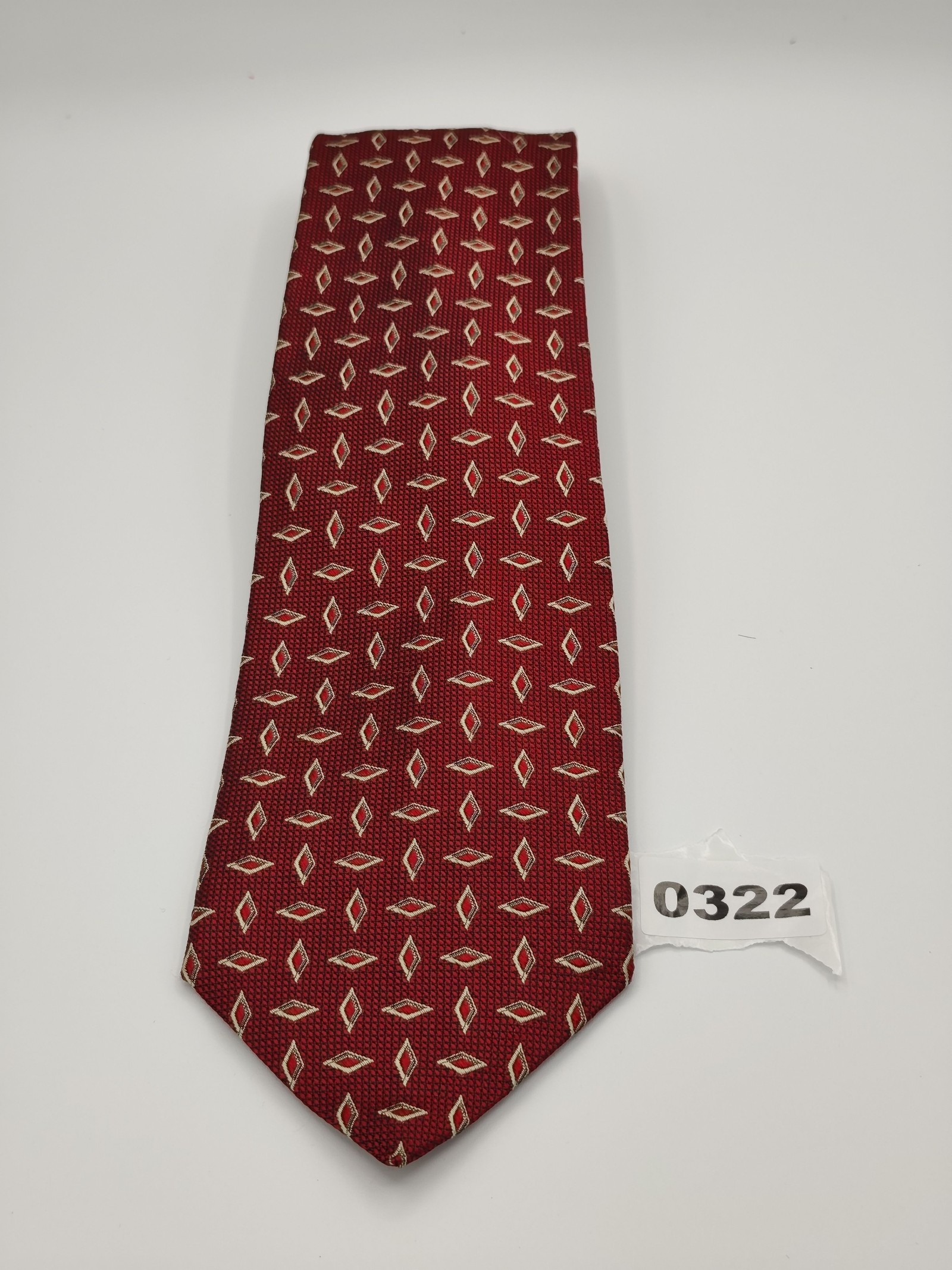 Aquascutum Men's Red Patterned Silk Tie Handmade USA