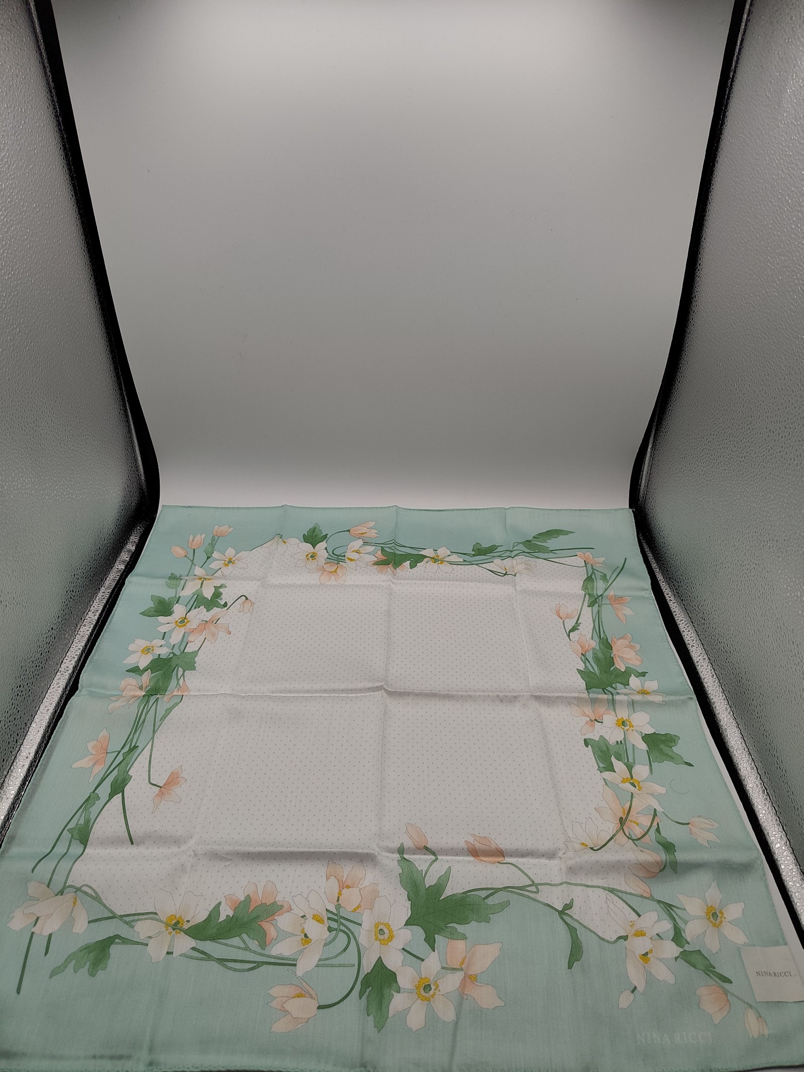 Nina Ricci Women's Mint Green Floral Silk Scarf 55 cm image 2