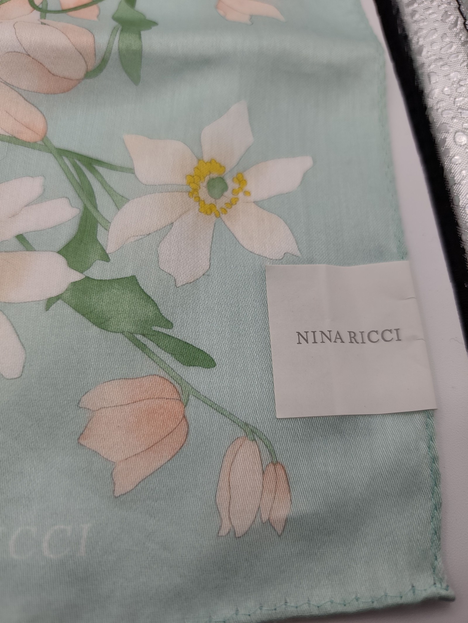 Nina Ricci Women's Mint Green Floral Silk Scarf 55 cm image 4
