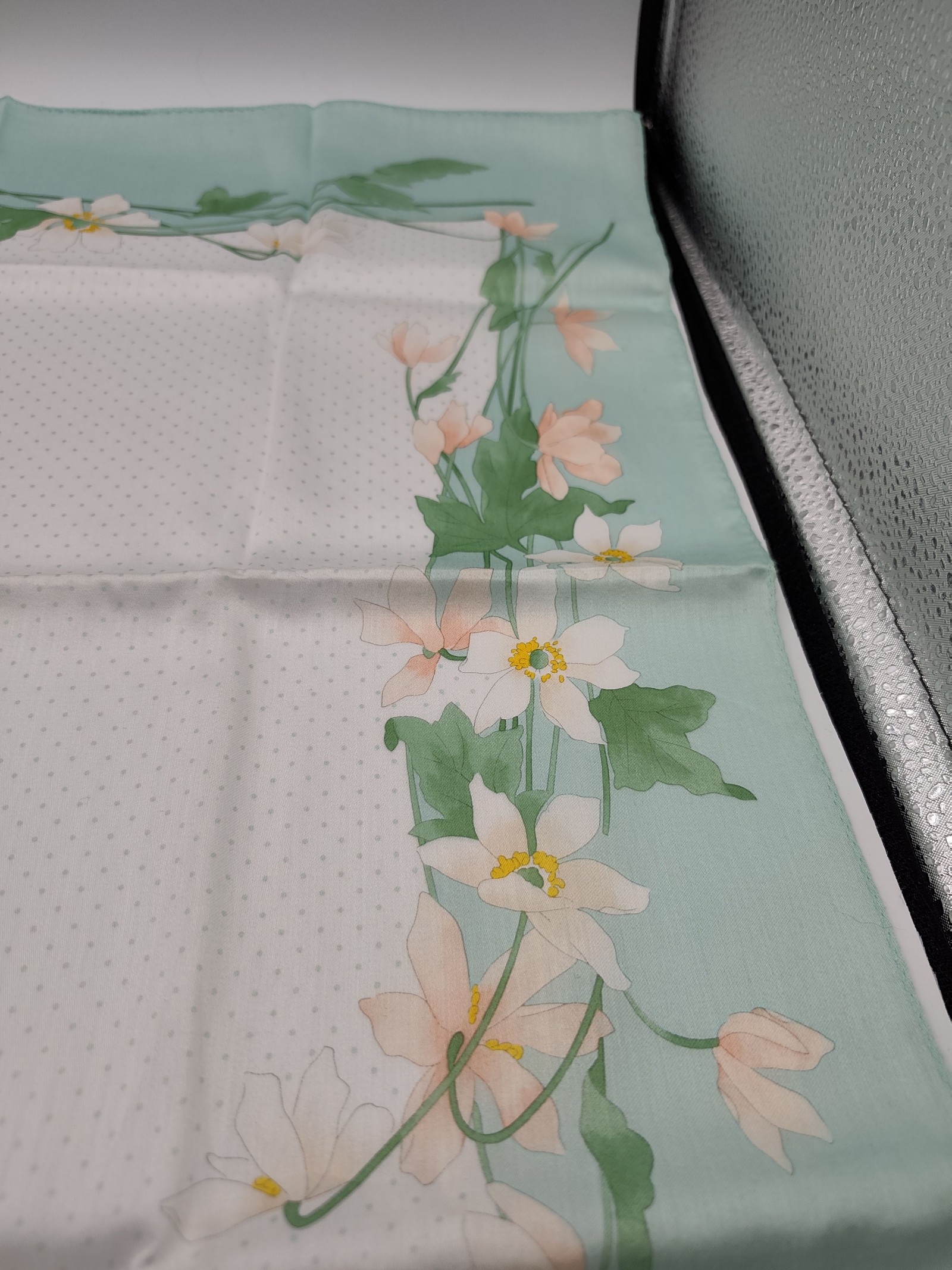 Nina Ricci Women's Mint Green Floral Silk Scarf 55 cm image 7
