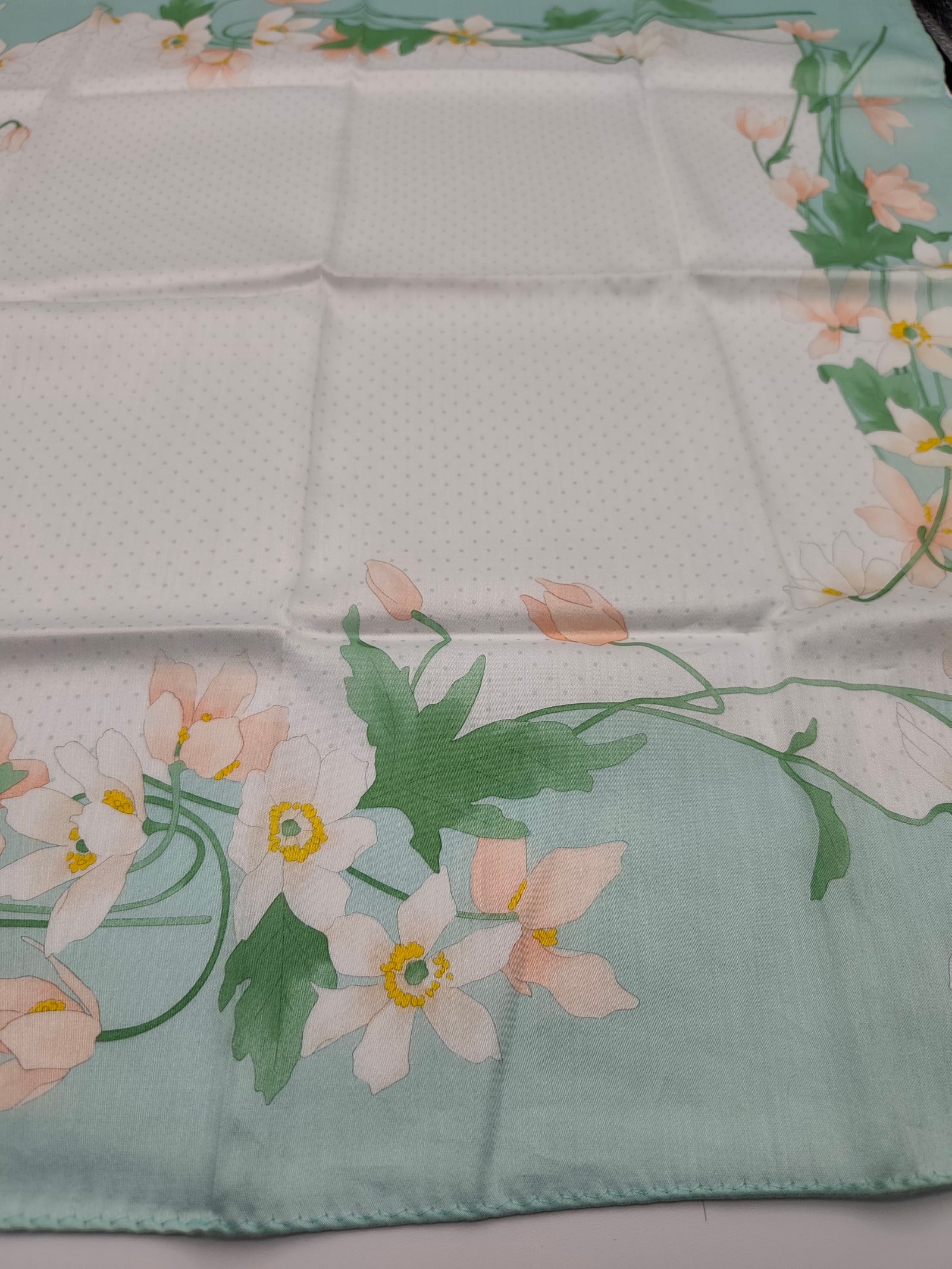Nina Ricci Women's Mint Green Floral Silk Scarf 55 cm image 9