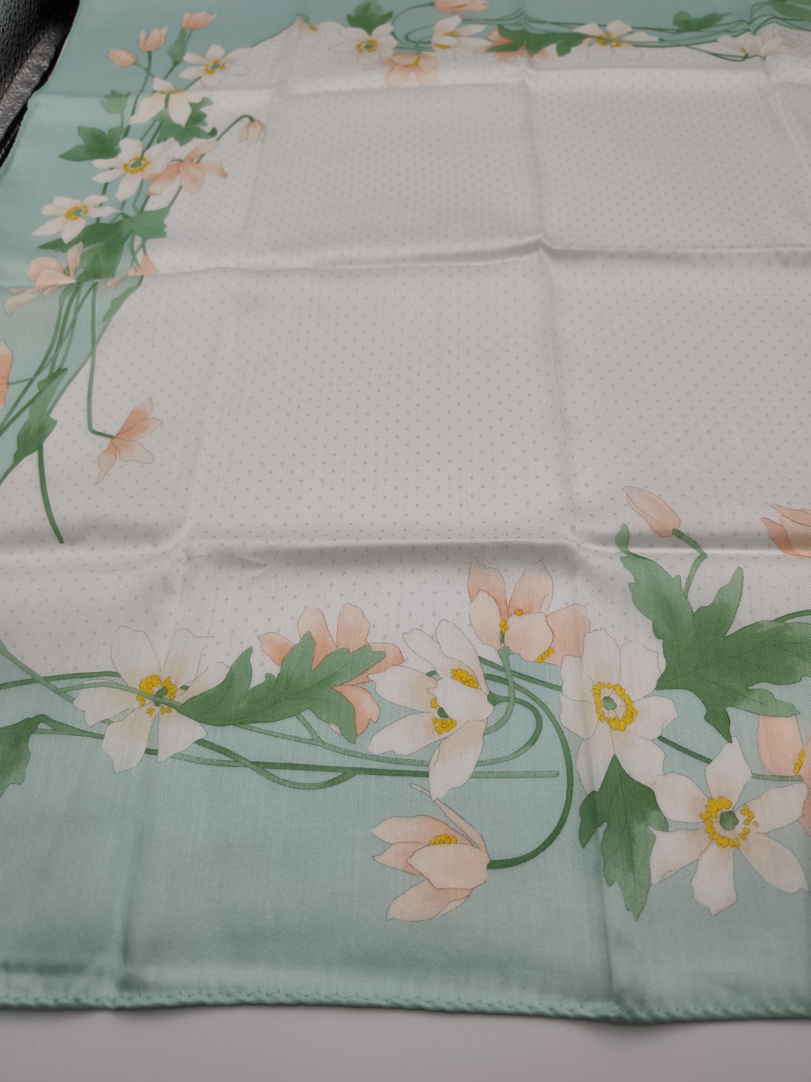 Nina Ricci Women's Mint Green Floral Silk Scarf 55 cm image 10
