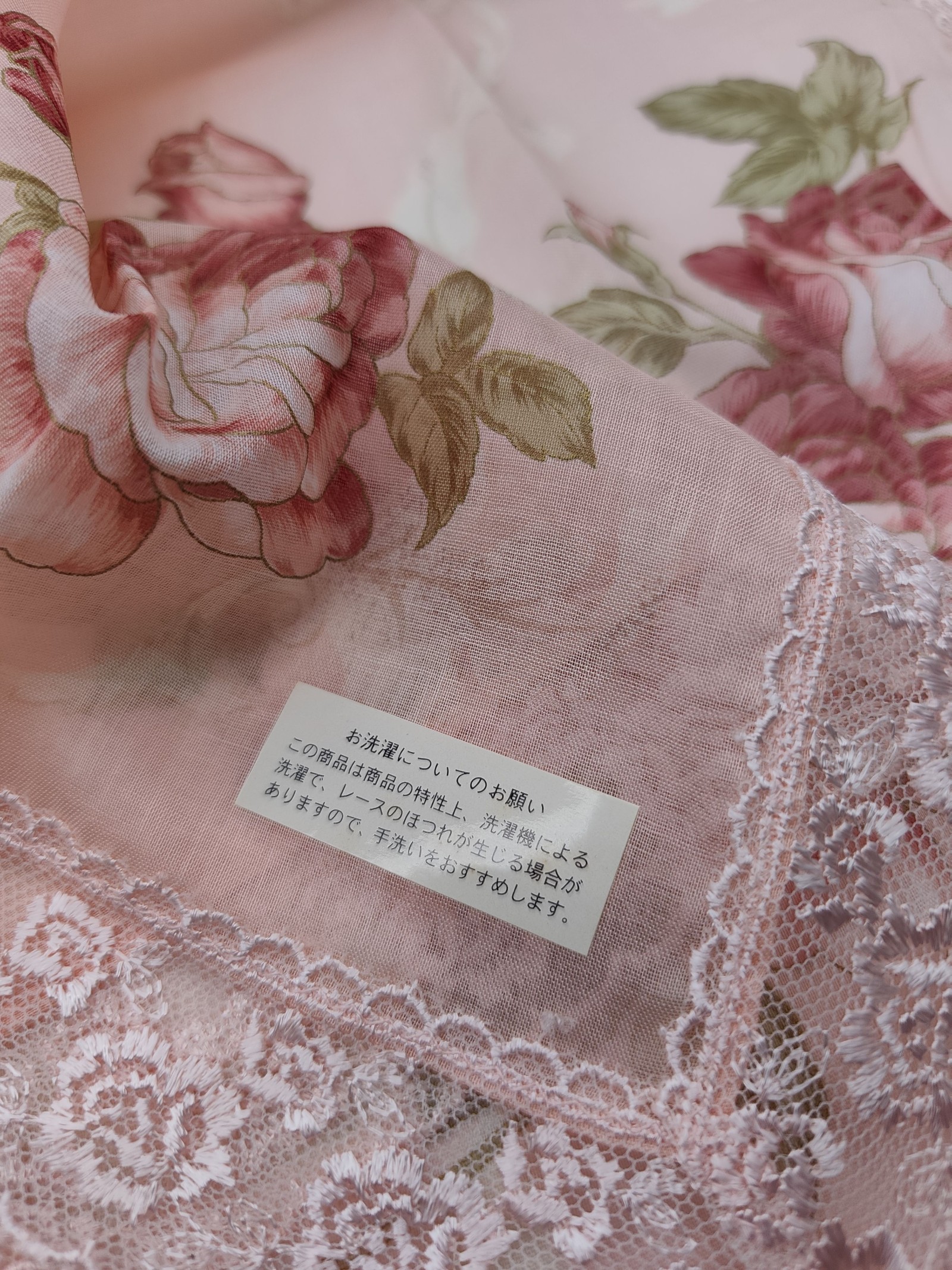 Pierre Balmain Women Pink Floral Lace-Trimmed Cotton Scarf Other image 3