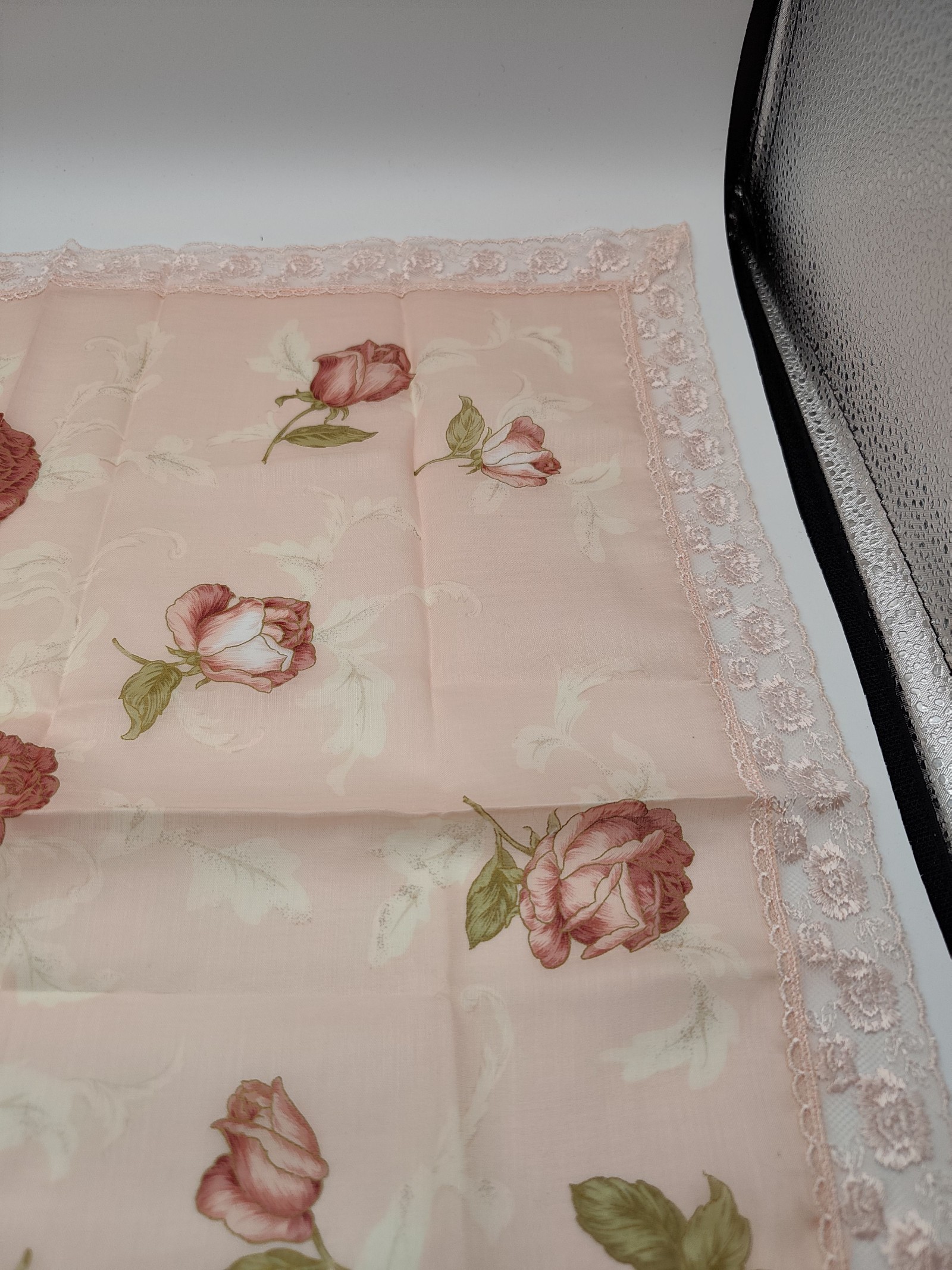 Pierre Balmain Women Pink Floral Lace-Trimmed Cotton Scarf Other image 5