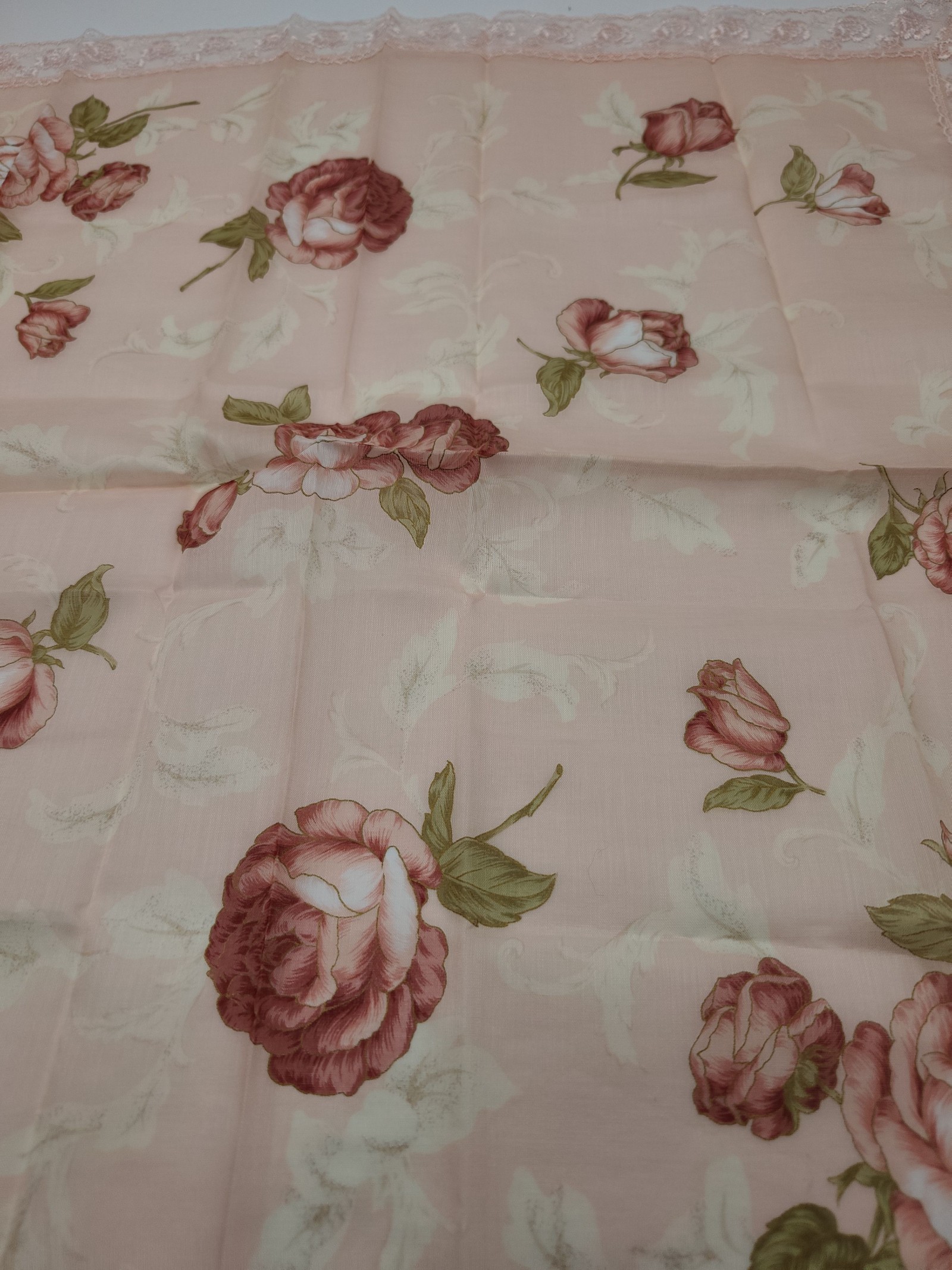 Pierre Balmain Women Pink Floral Lace-Trimmed Cotton Scarf Other image 7