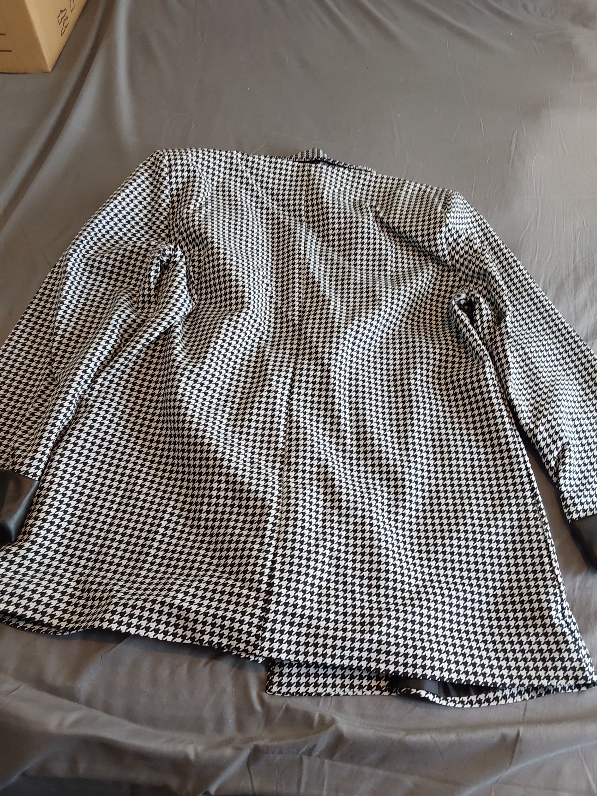 Estee Brown Black & White Houndstooth Double-Breasted Blazer XL Faux Leather Cuffs image 7