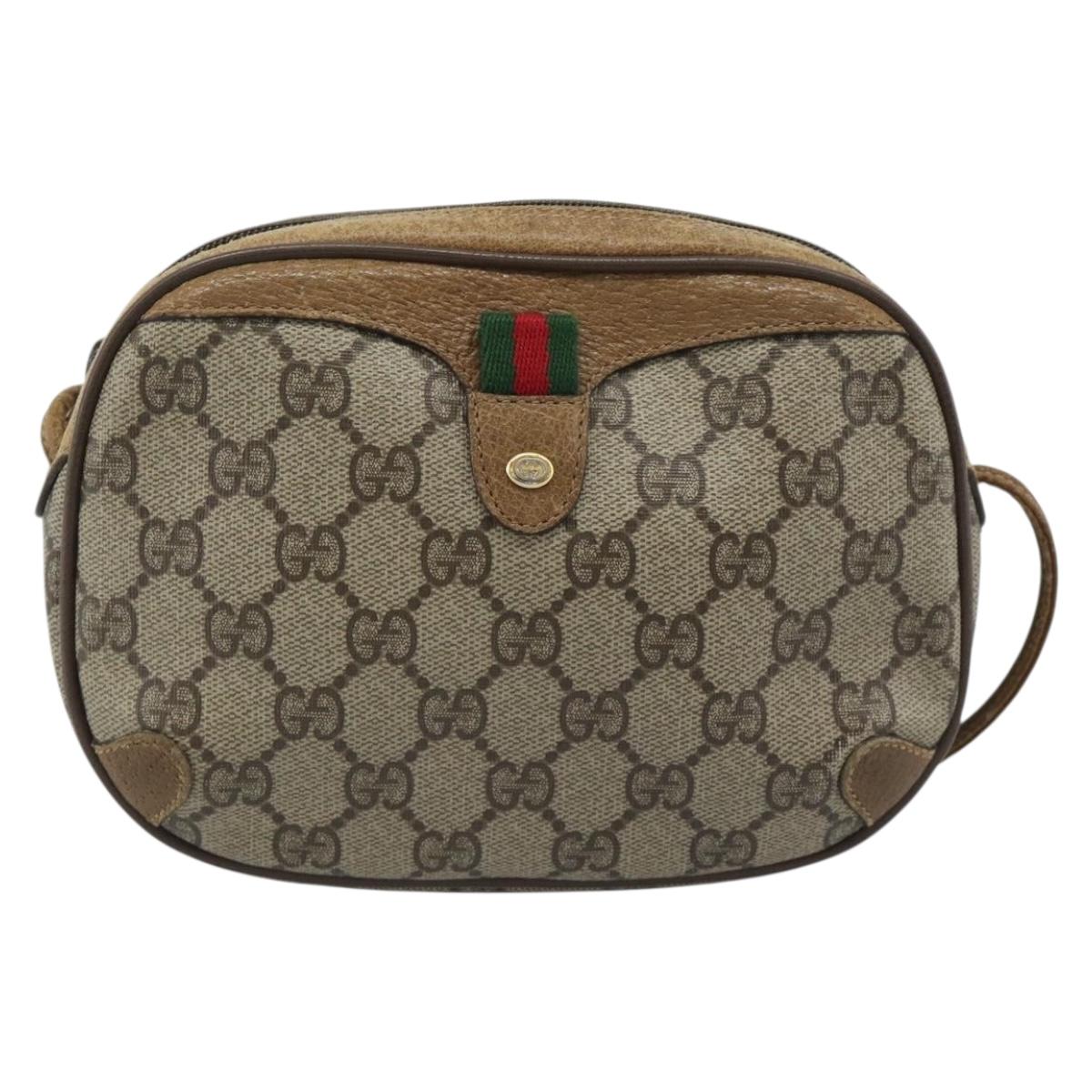 GUCCI GG Supreme Shoulder Bag PVC Leather Beige Gold Auth BA13958 image 2