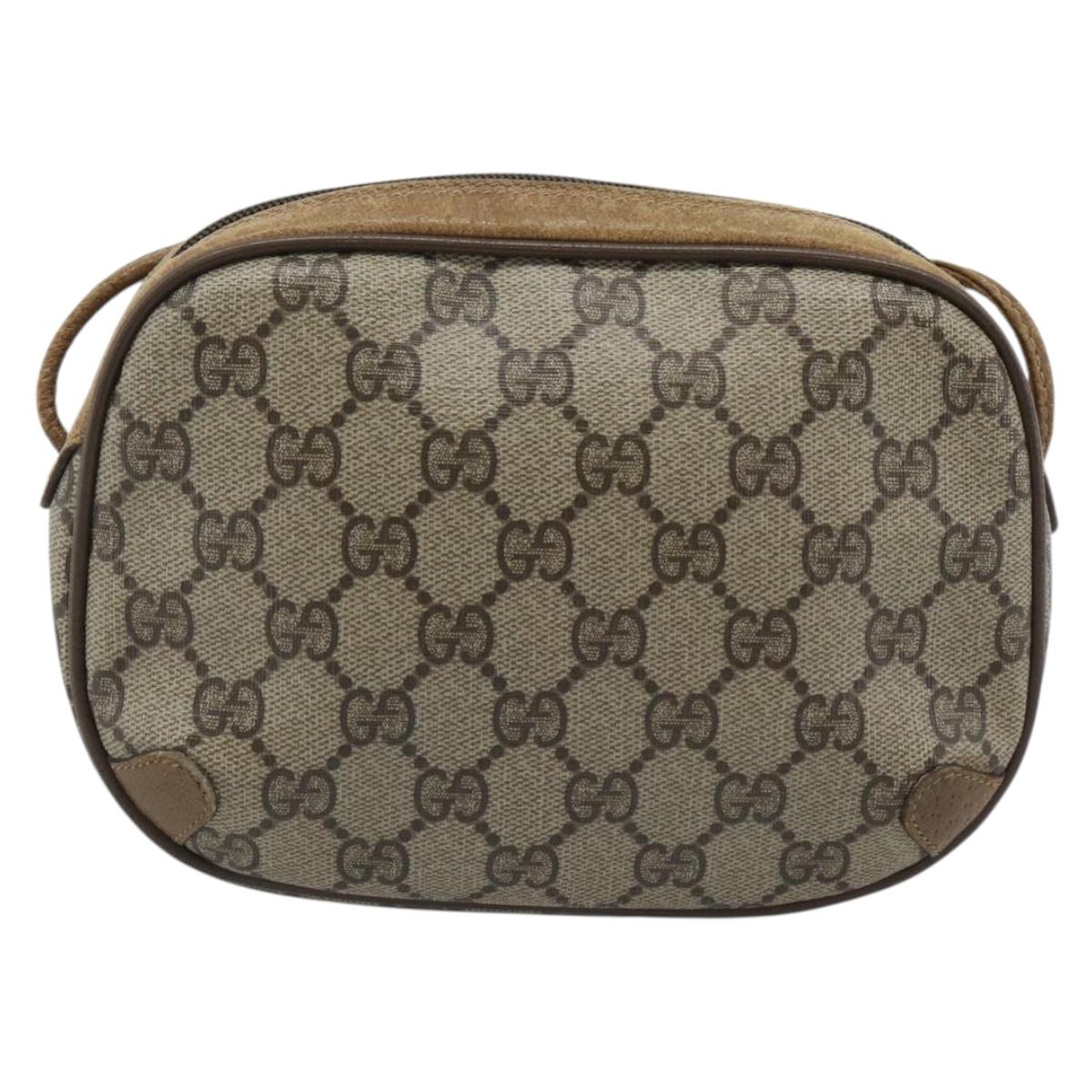GUCCI GG Supreme Shoulder Bag PVC Leather Beige Gold Auth BA13958 image 3