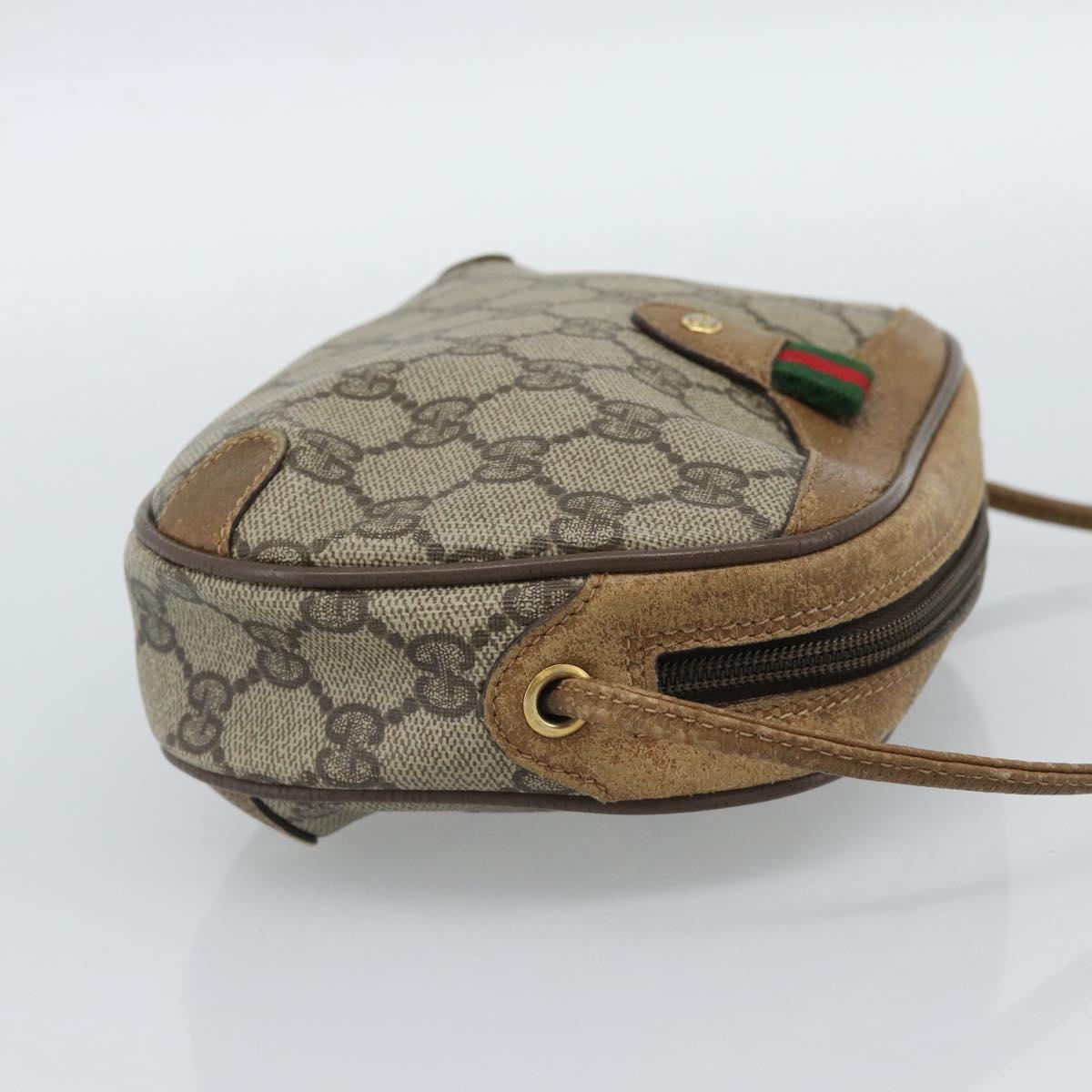 GUCCI GG Supreme Shoulder Bag PVC Leather Beige Gold Auth BA13958 image 5