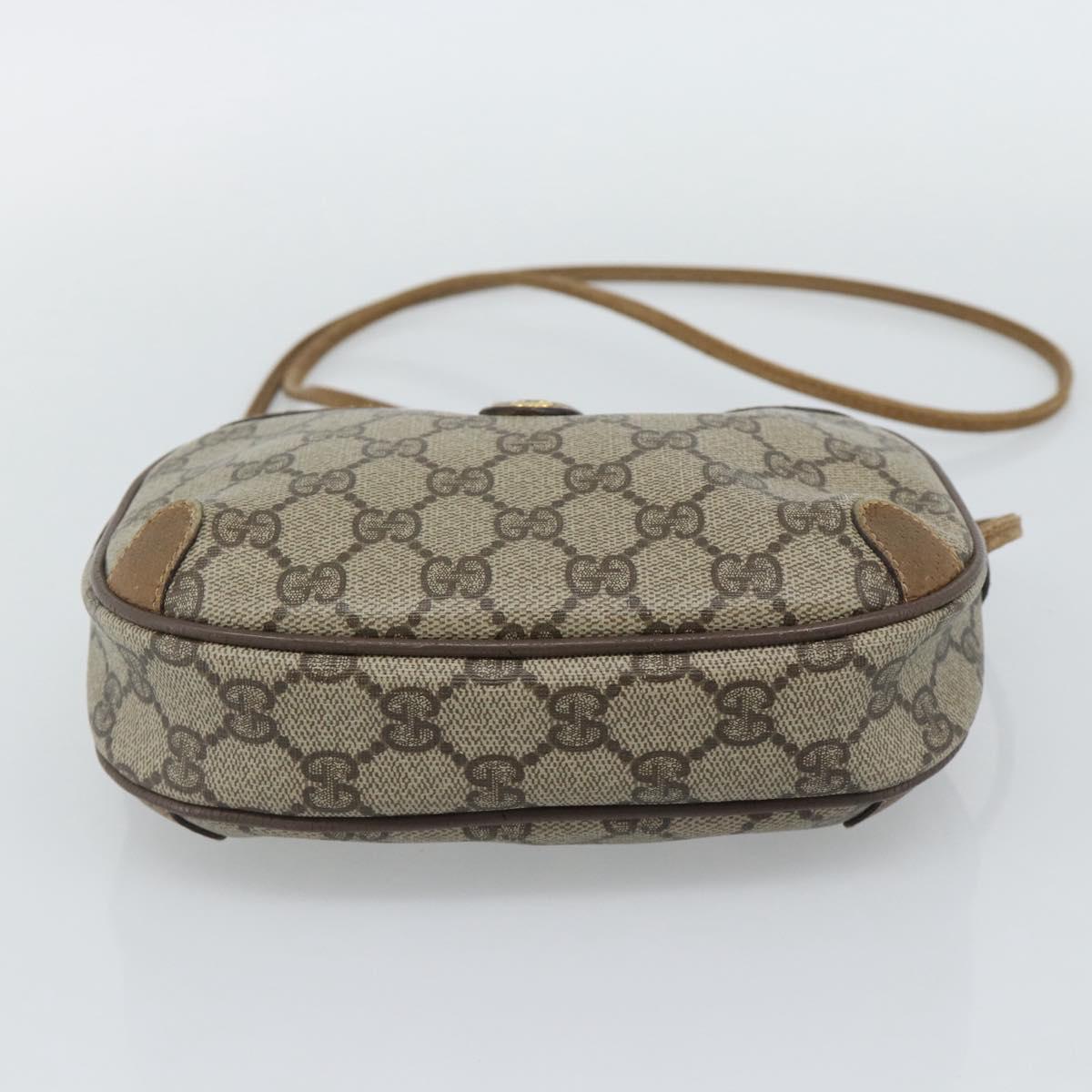 GUCCI GG Supreme Shoulder Bag PVC Leather Beige Gold Auth BA13958 image 9