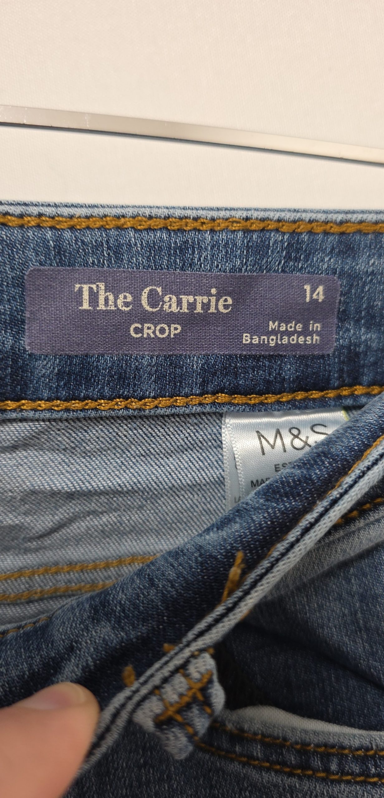 M&S Women Blue The Carrie Crop Jeans UK 14 Frayed Hem image 5
