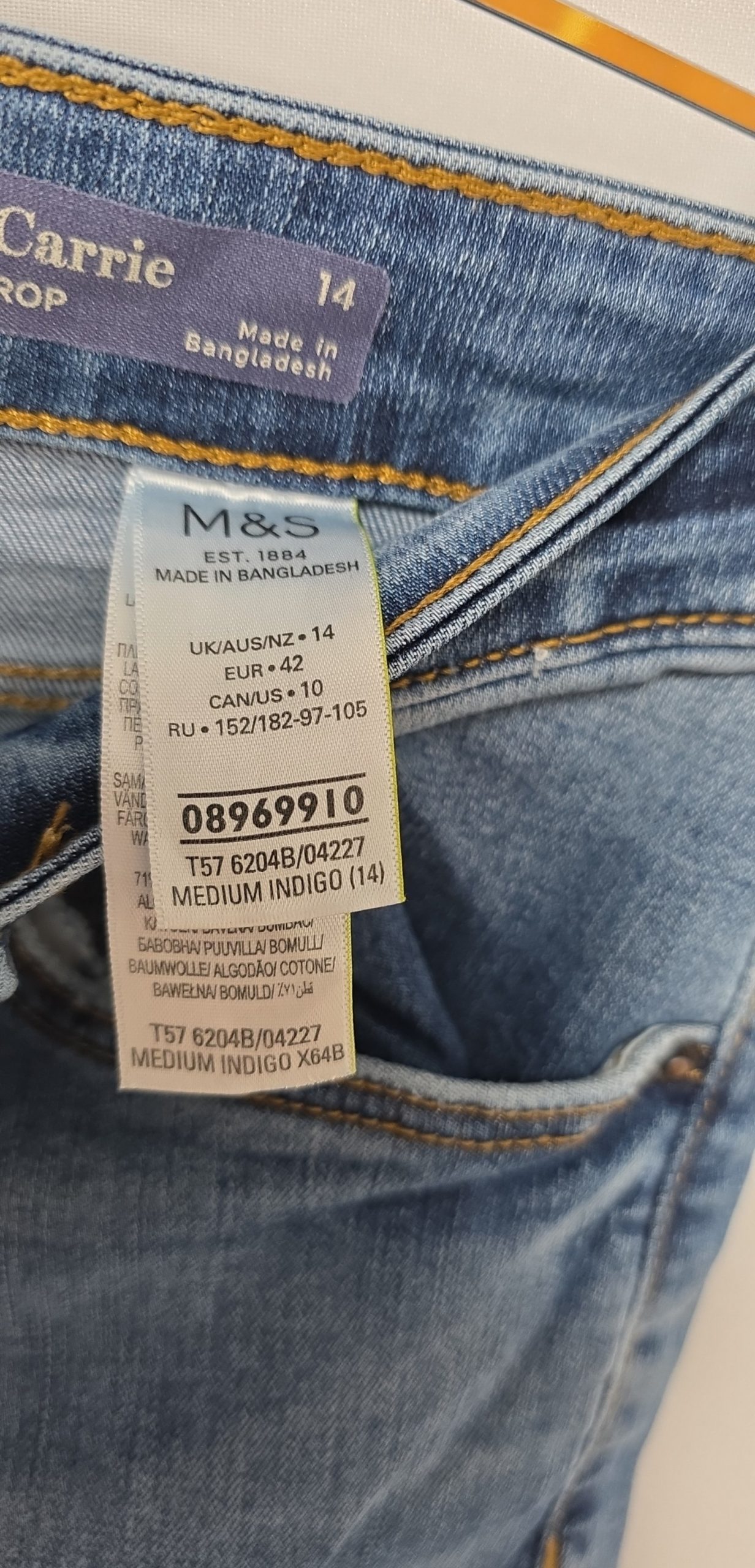 M&S Women Blue The Carrie Crop Jeans UK 14 Frayed Hem image 6