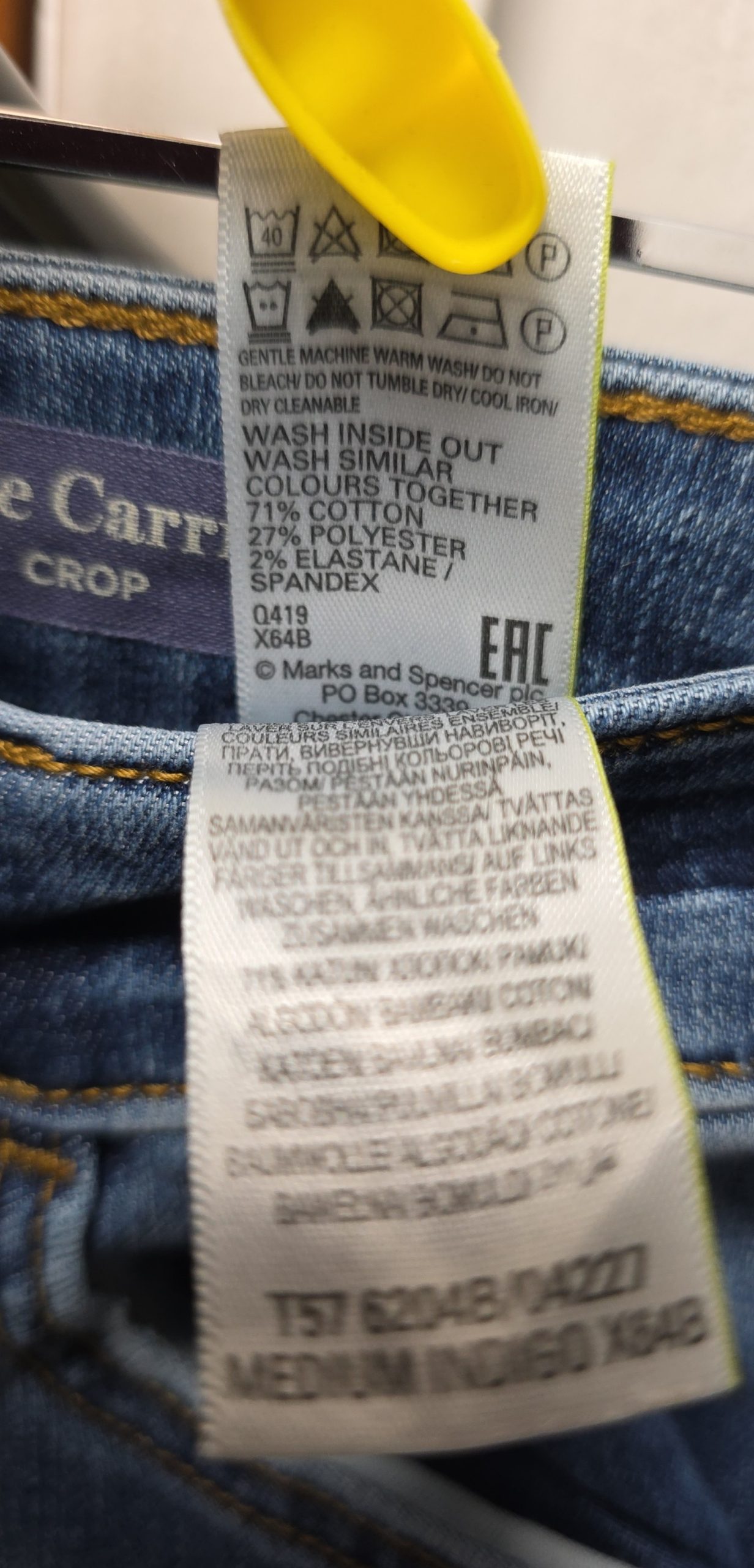 M&S Women Blue The Carrie Crop Jeans UK 14 Frayed Hem image 7