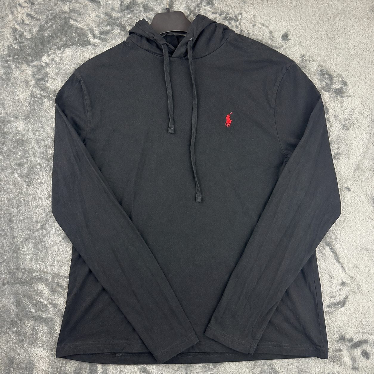 Polo Ralph Lauren Black Lightweight Long Sleeve Hooded T-Shirt Size M