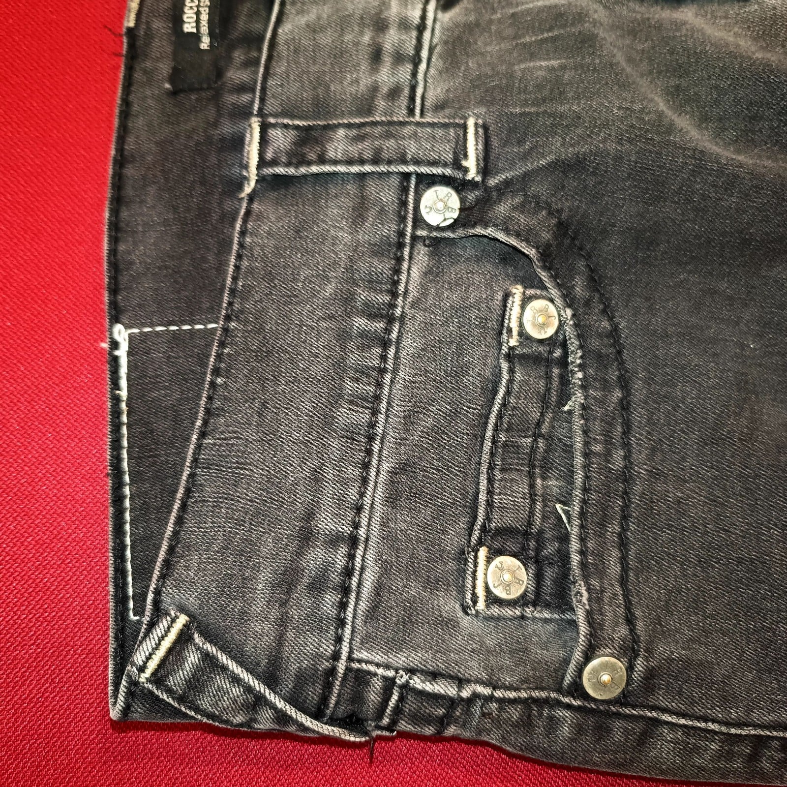 True Religion Men Black Rococo Relaxed Skinny Jeans 32 Distressed Cotton Blend image 3