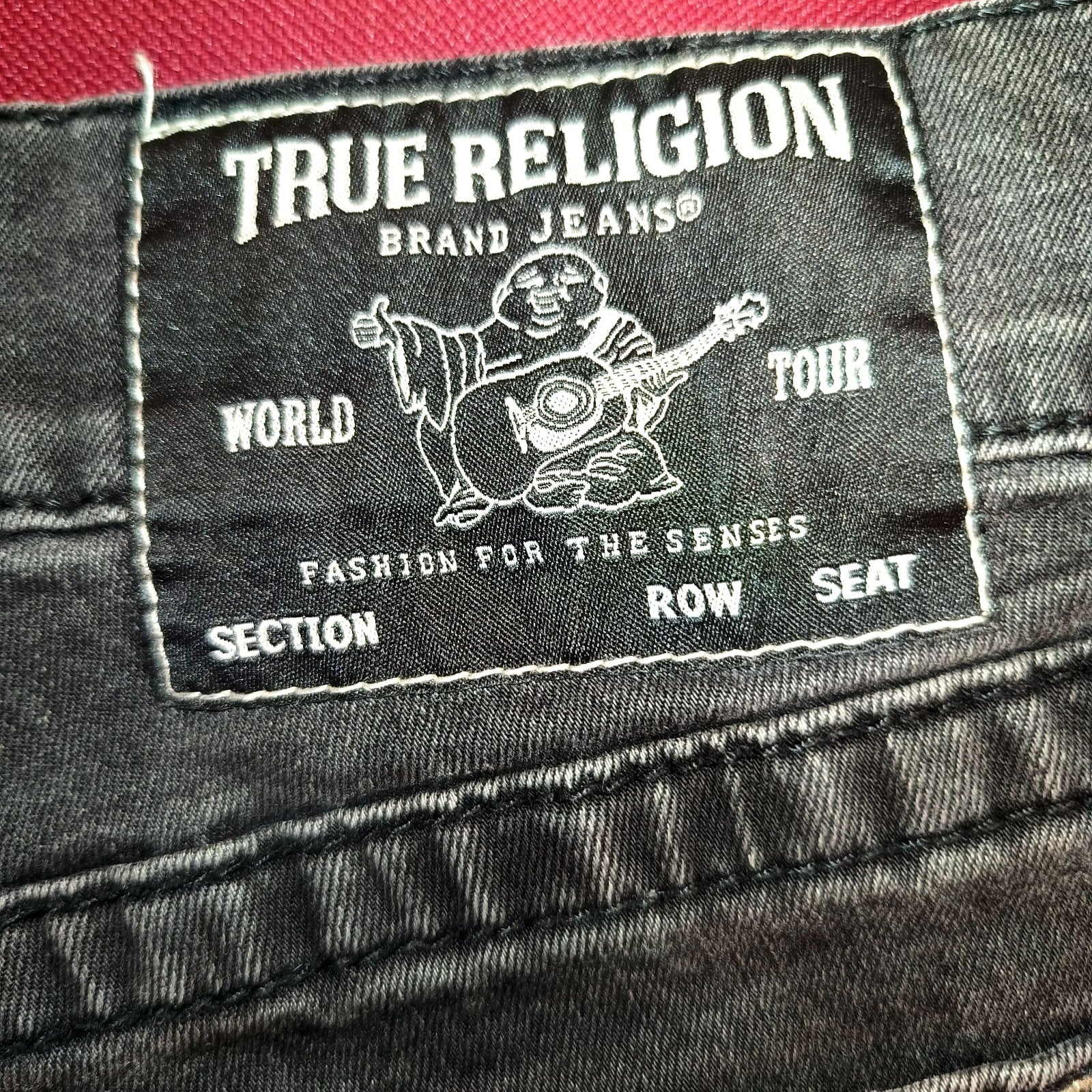 True Religion Men Black Rococo Relaxed Skinny Jeans 32 Distressed Cotton Blend image 9