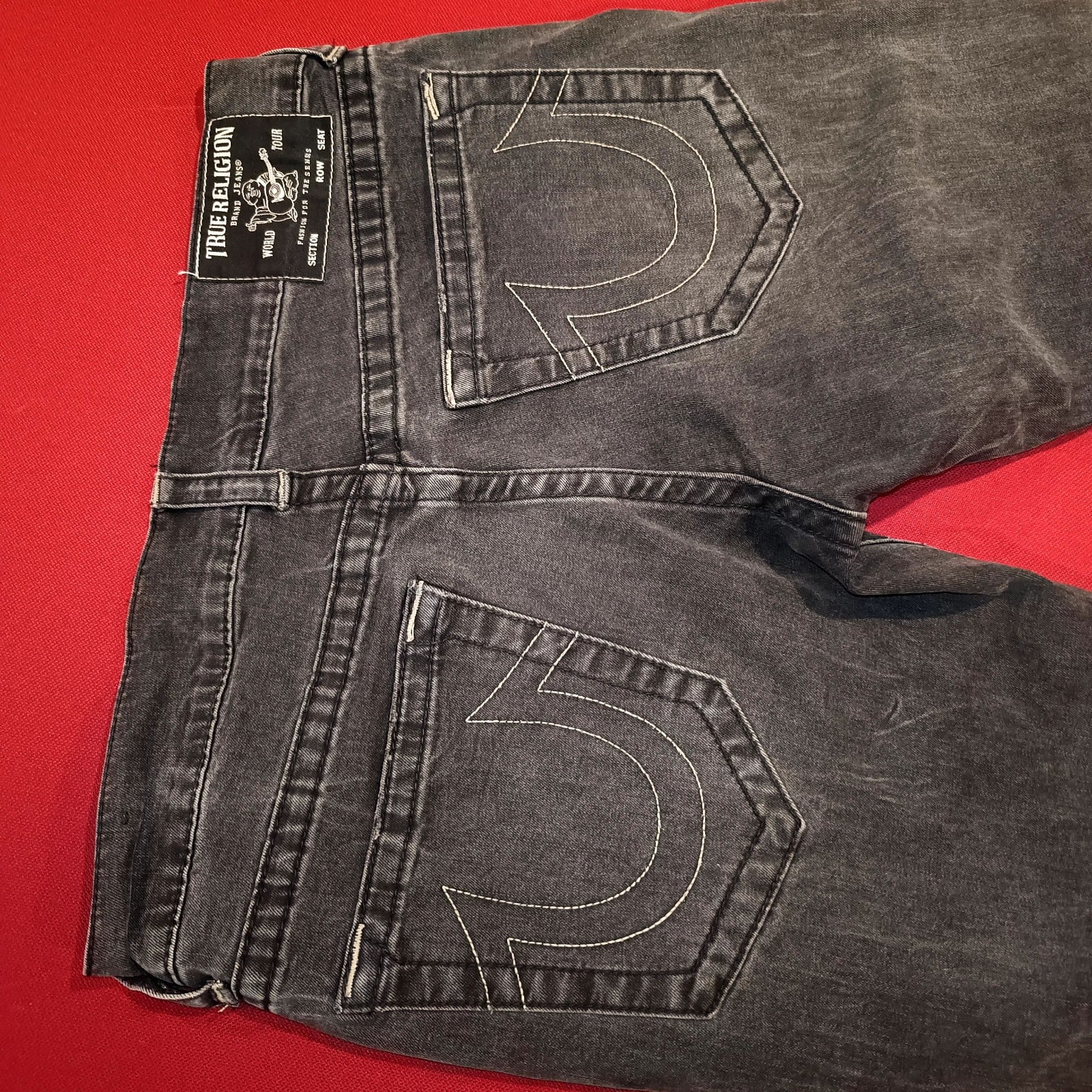 True Religion Men Black Rococo Relaxed Skinny Jeans 32 Distressed Cotton Blend image 10