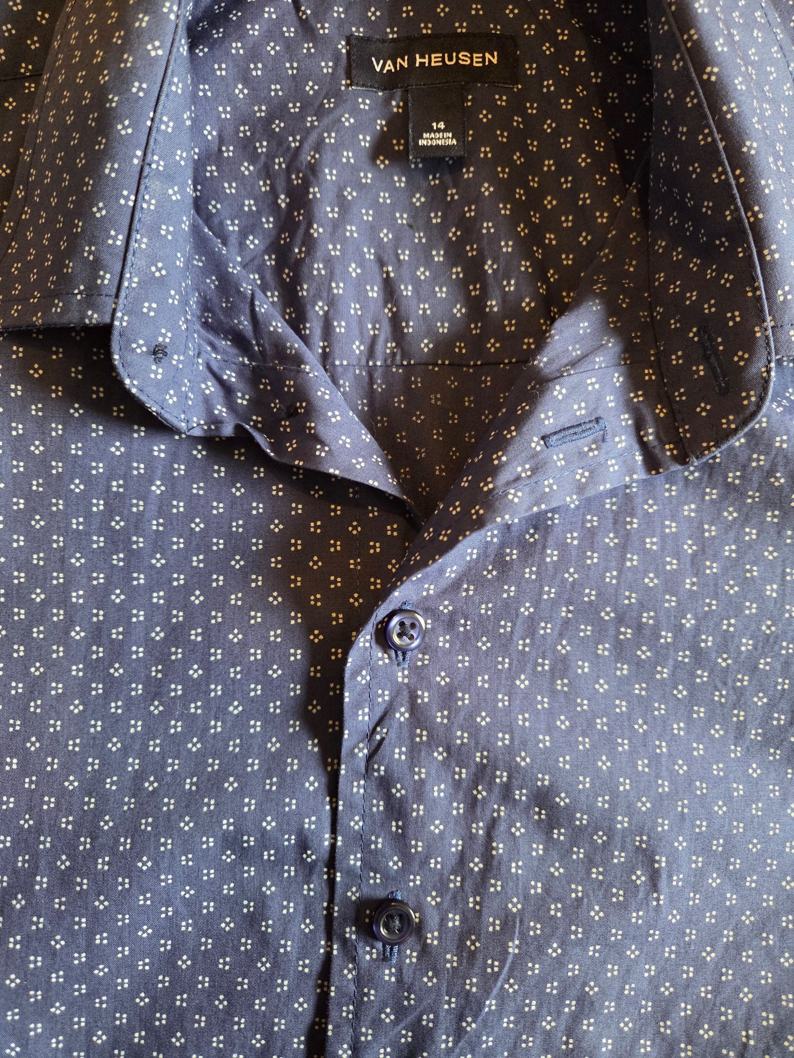 Van Heusen Teen Navy & White Cotton Shirt Size 14 image 4