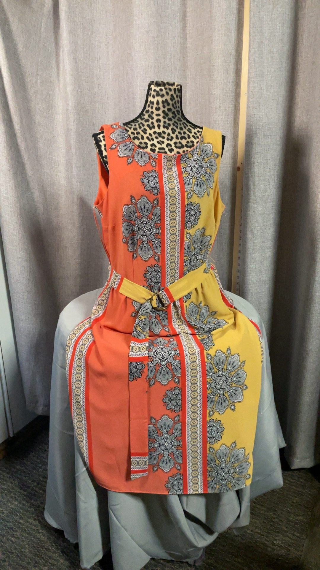 Gabby Skye Women's Orange & Yellow Floral Belted Dress 16W