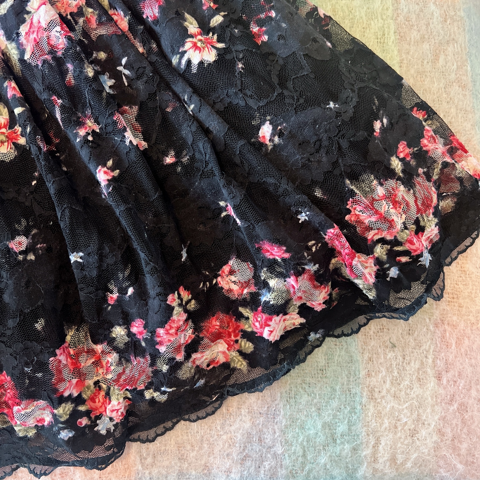 Wheels & Dollbaby Black & Pink Floral Lace Dress Size 12 image 4