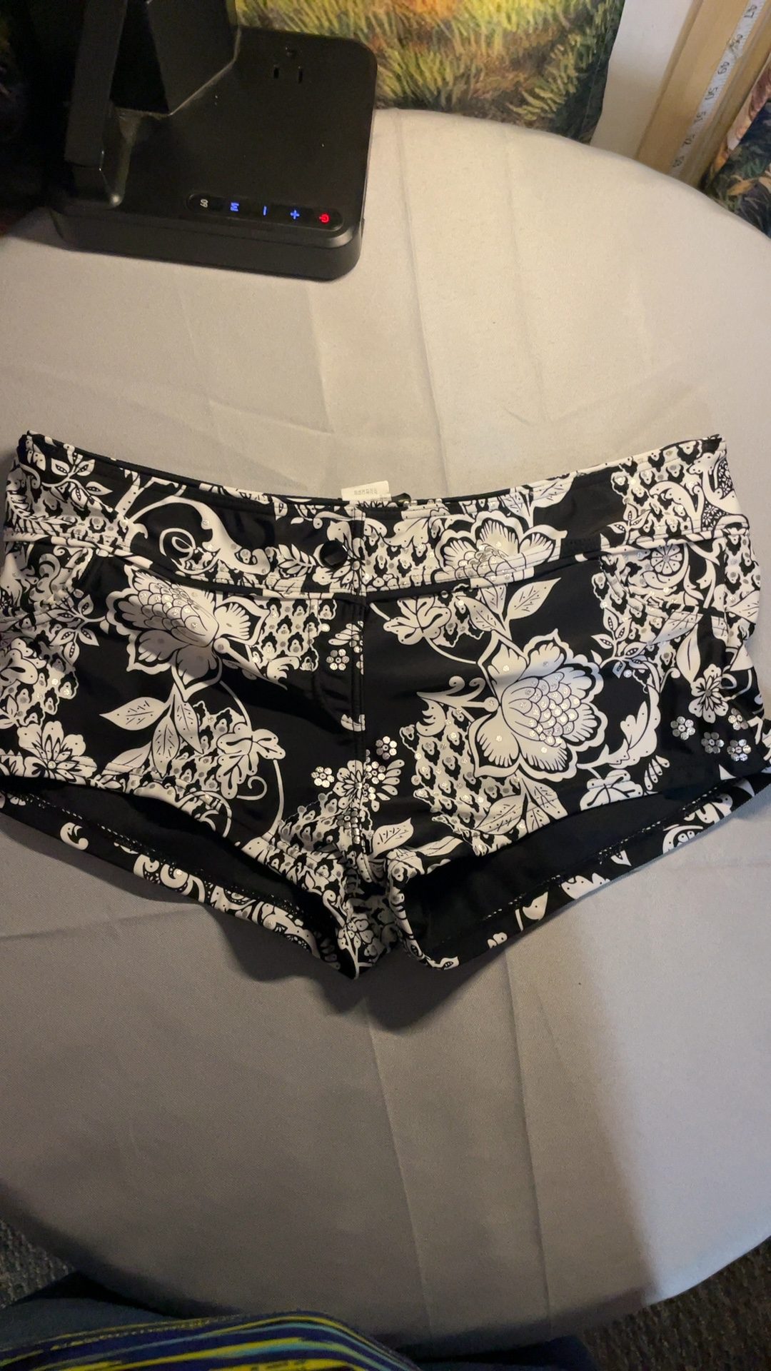 Bikini Bay Women's Black & White Floral Swim Shorts Size 10