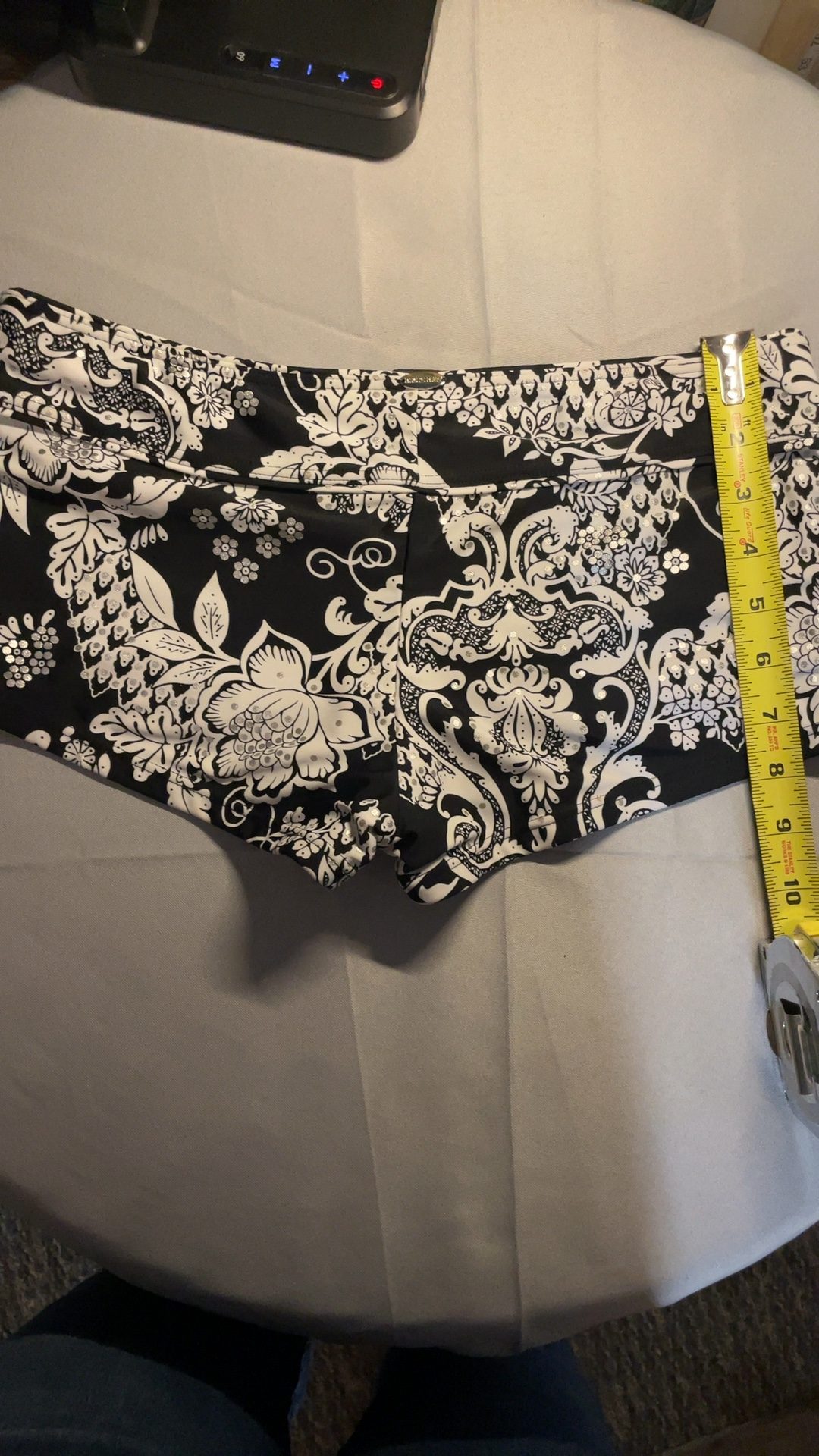 Bikini Bay Women's Black & White Floral Swim Shorts Size 10 image 2