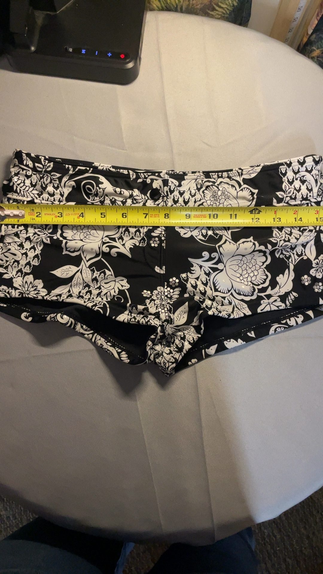 Bikini Bay Women's Black & White Floral Swim Shorts Size 10 image 3