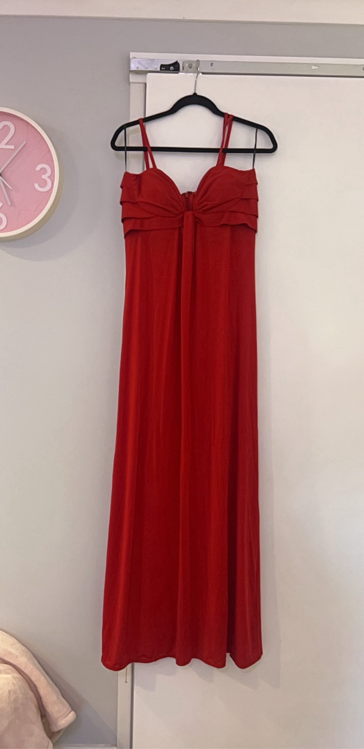 Sheike Women's Red Sleeveless Midi Dress Size 12 Ruffle Bust