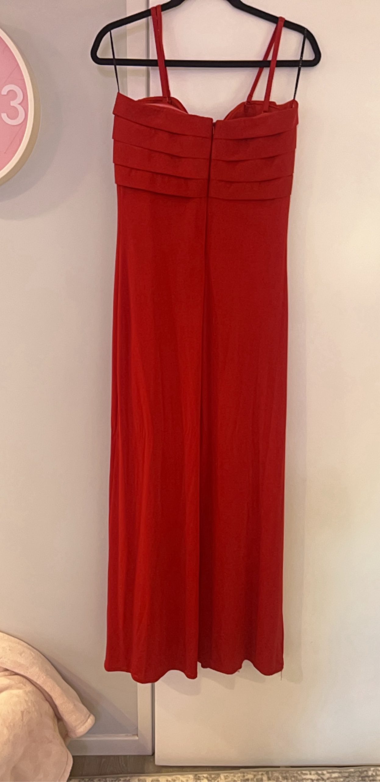 Sheike Women's Red Sleeveless Midi Dress Size 12 Ruffle Bust image 4