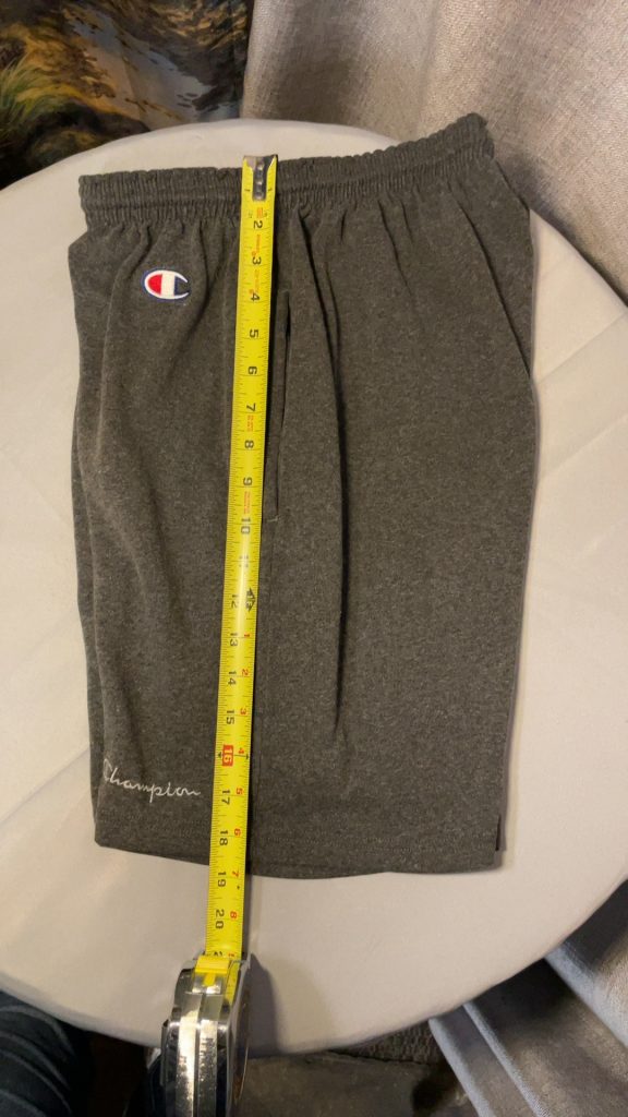 Champion Grey Cotton Shorts Medium 16 in Length
