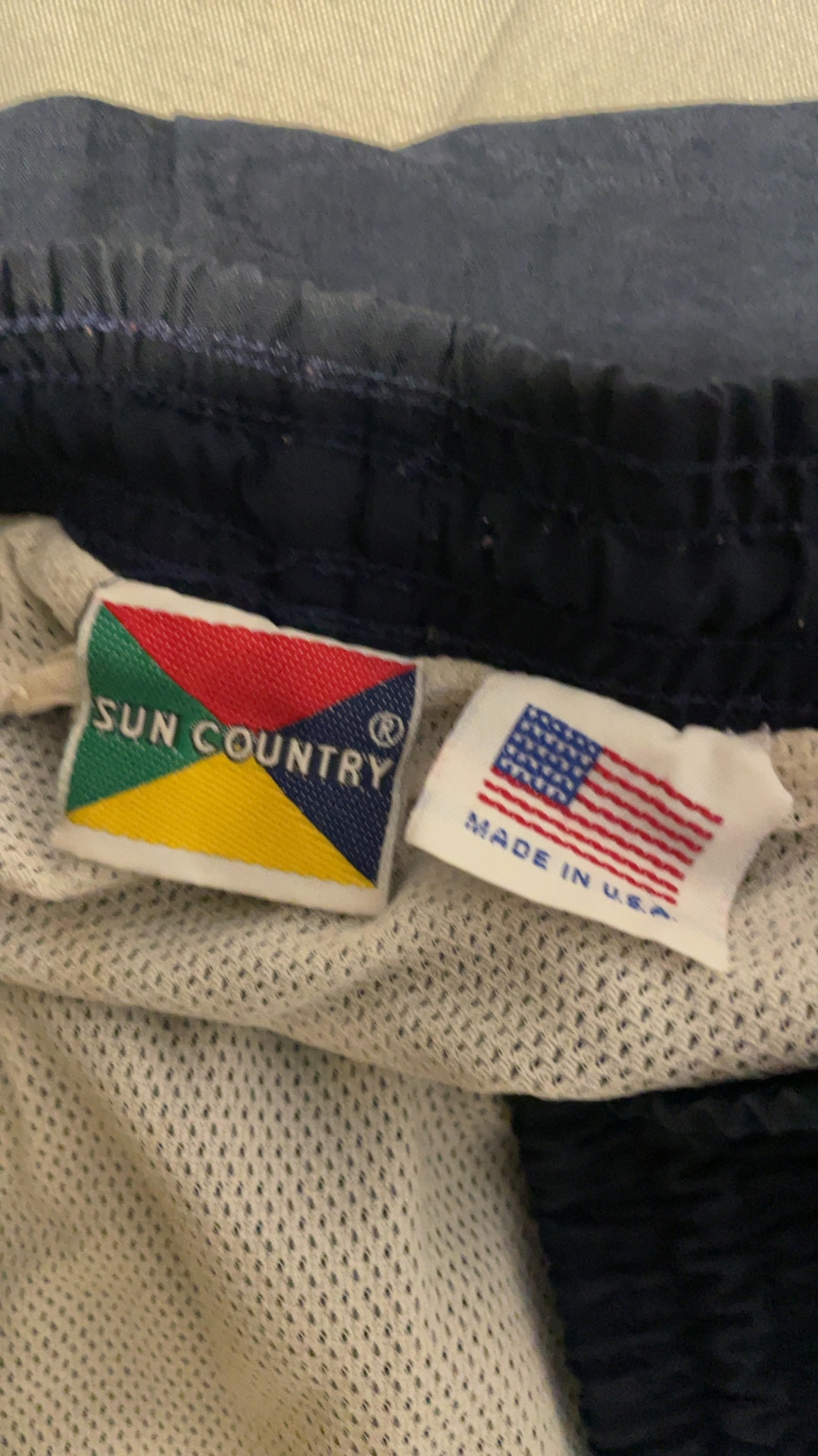 Vintage 1990's Sun Country Navy XL Swim Shorts Elastic Waist Drawstring image 2