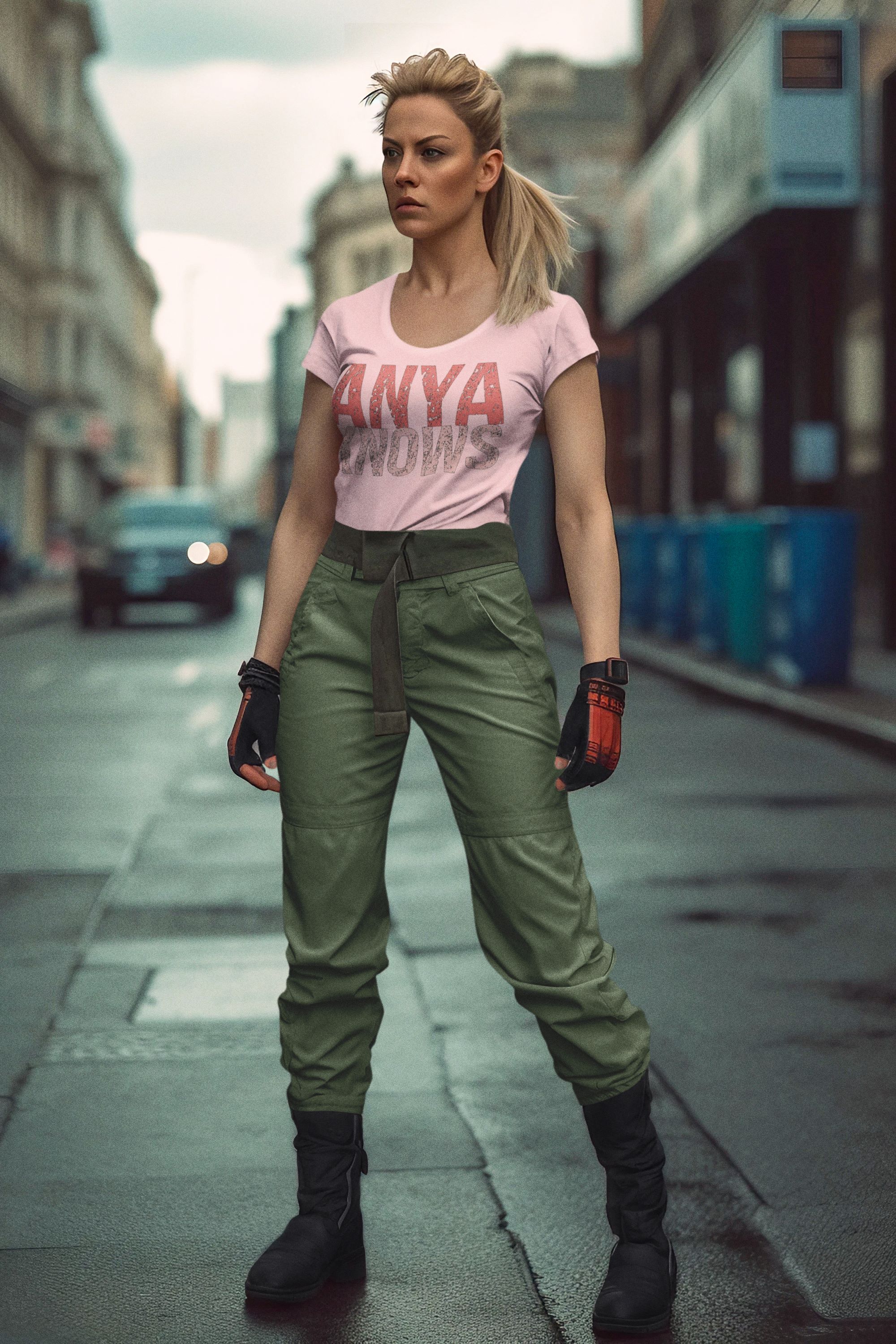 ANYA Knows Distressed Text T-Shirt Pink Gradient Design image 4