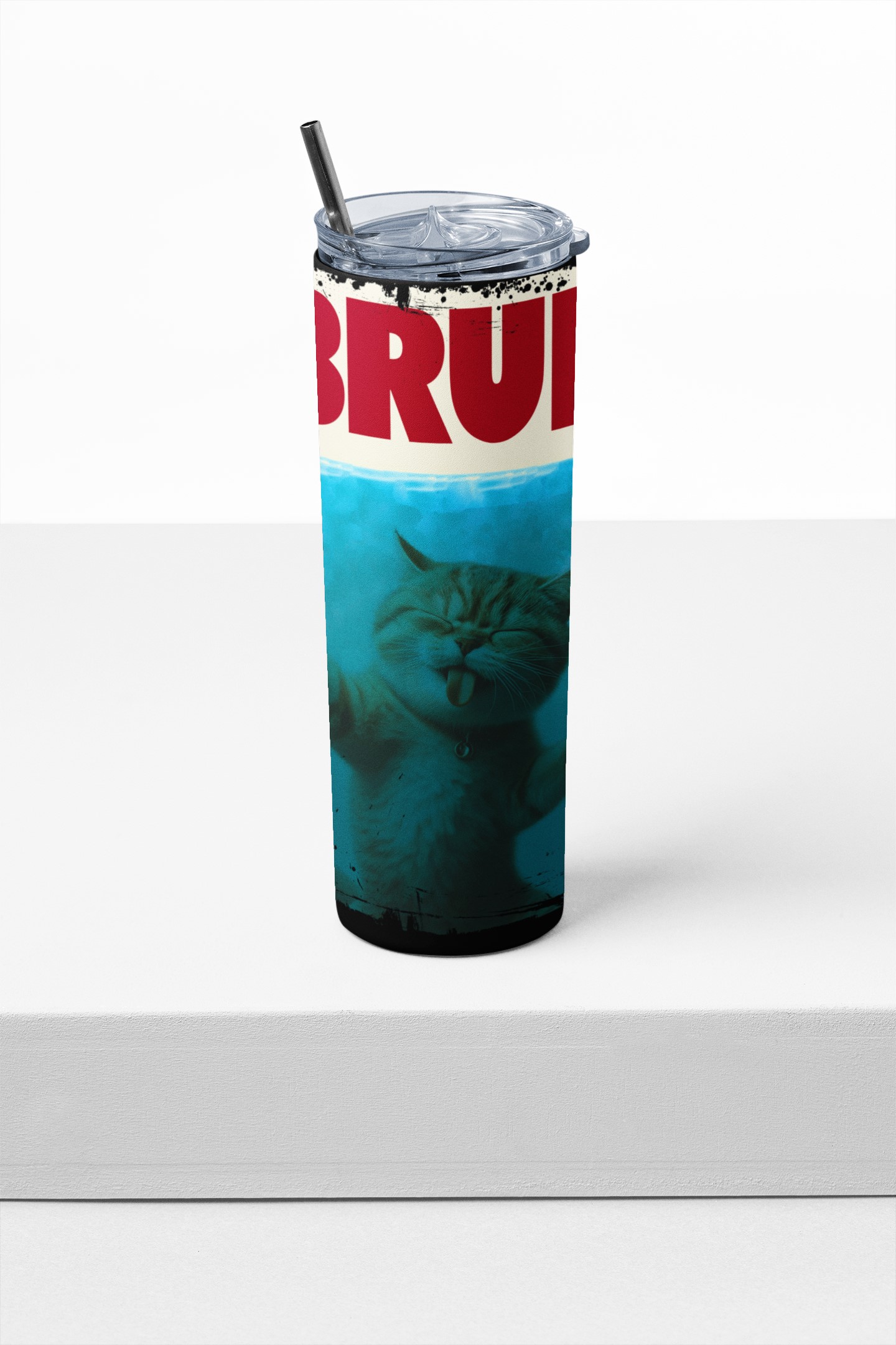 BF Cat Meme Graphic Tumbler 20 oz Stainless-steel with lid and straw image 4