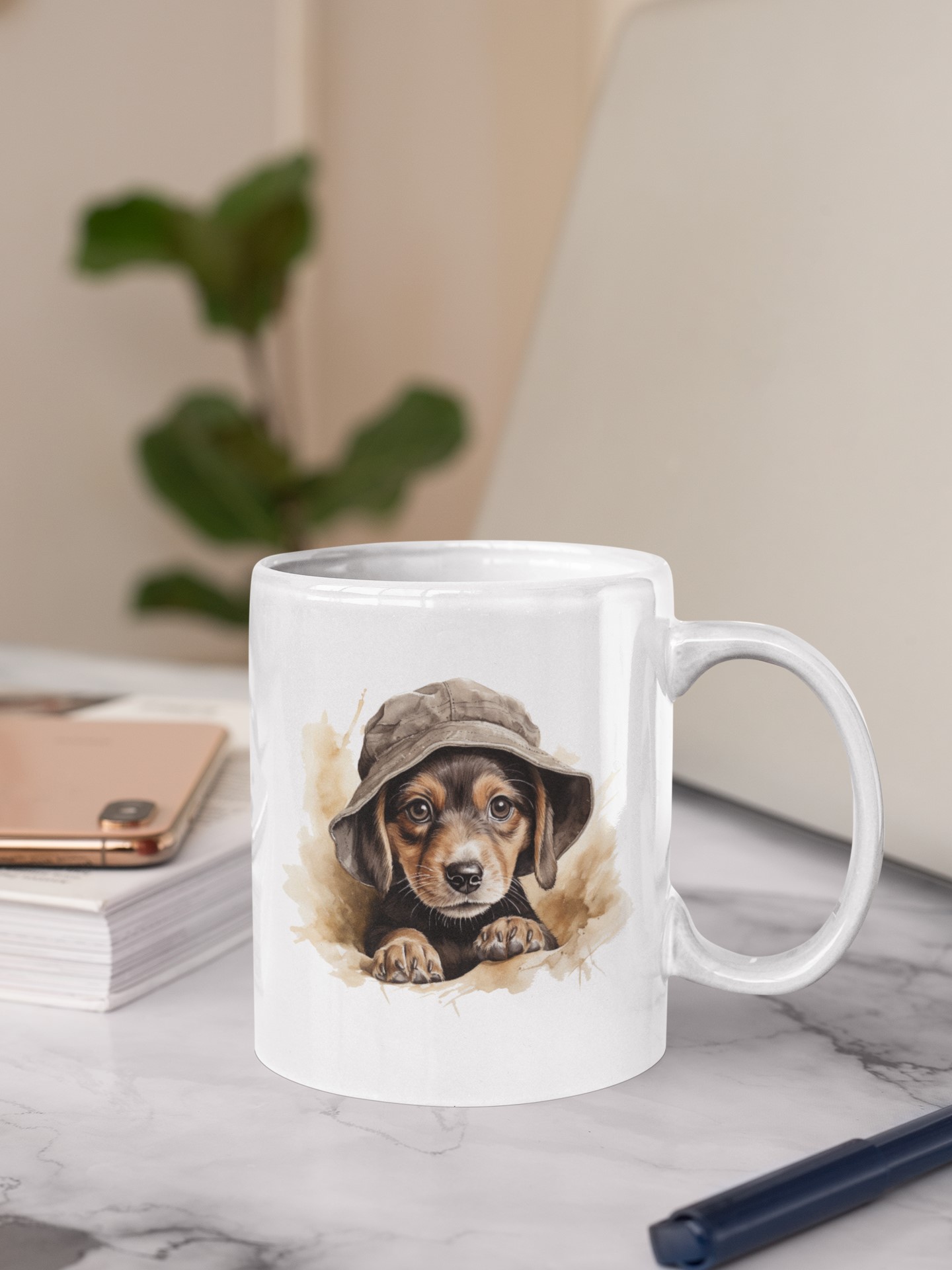 Beagle Chic Mug with Hat Design image 5