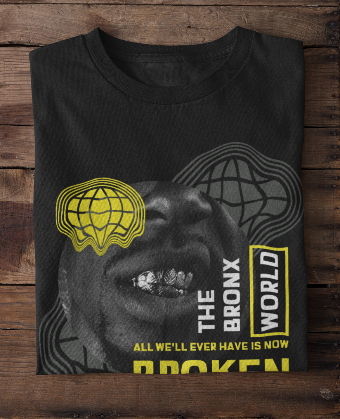 Broken Heart World Graphic T-Shirt, Black Cotton, Vintage Style (US, X-Large) image 3