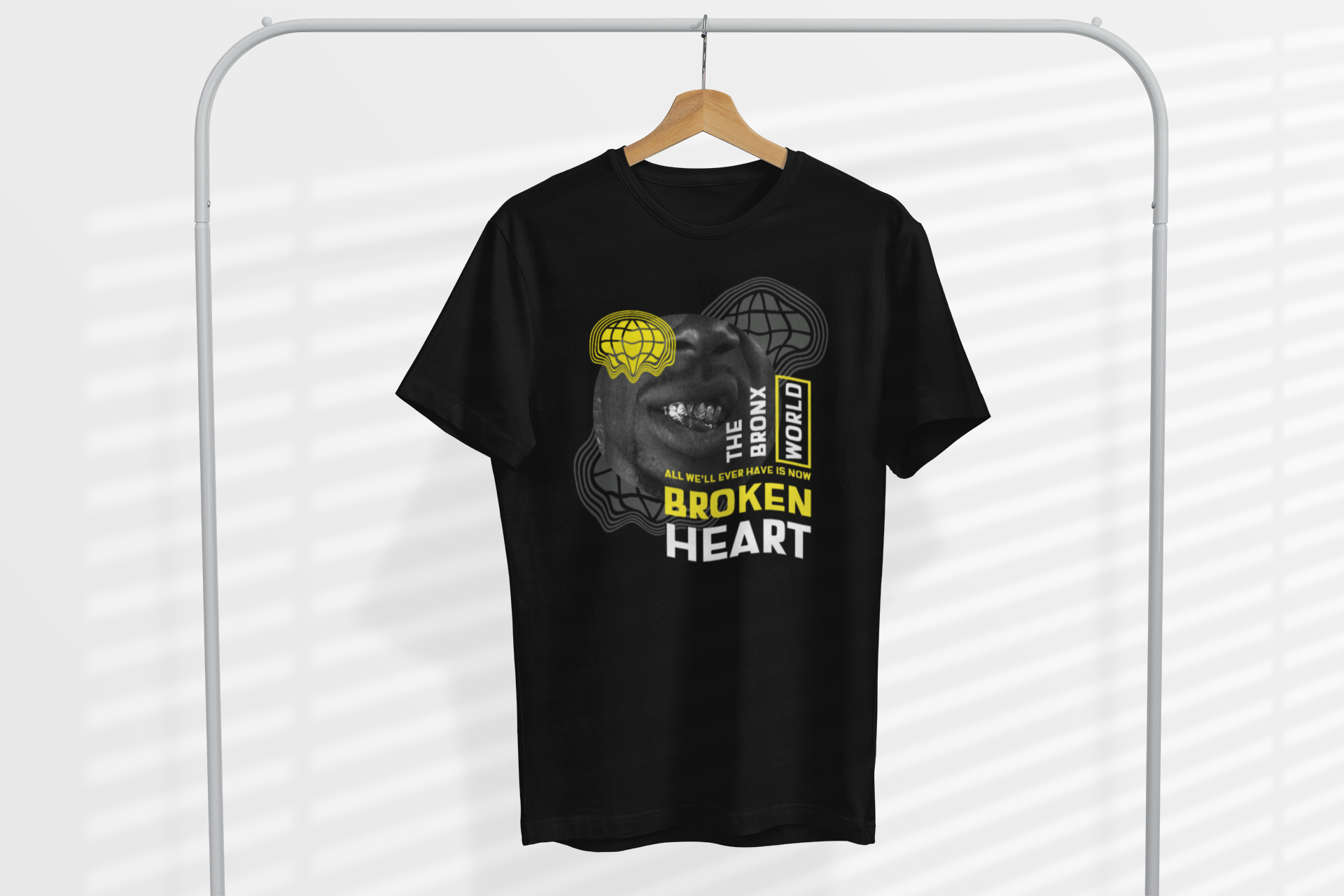 Broken Heart World Graphic T-Shirt, Black Cotton, Vintage Style (US, X-Large) image 4