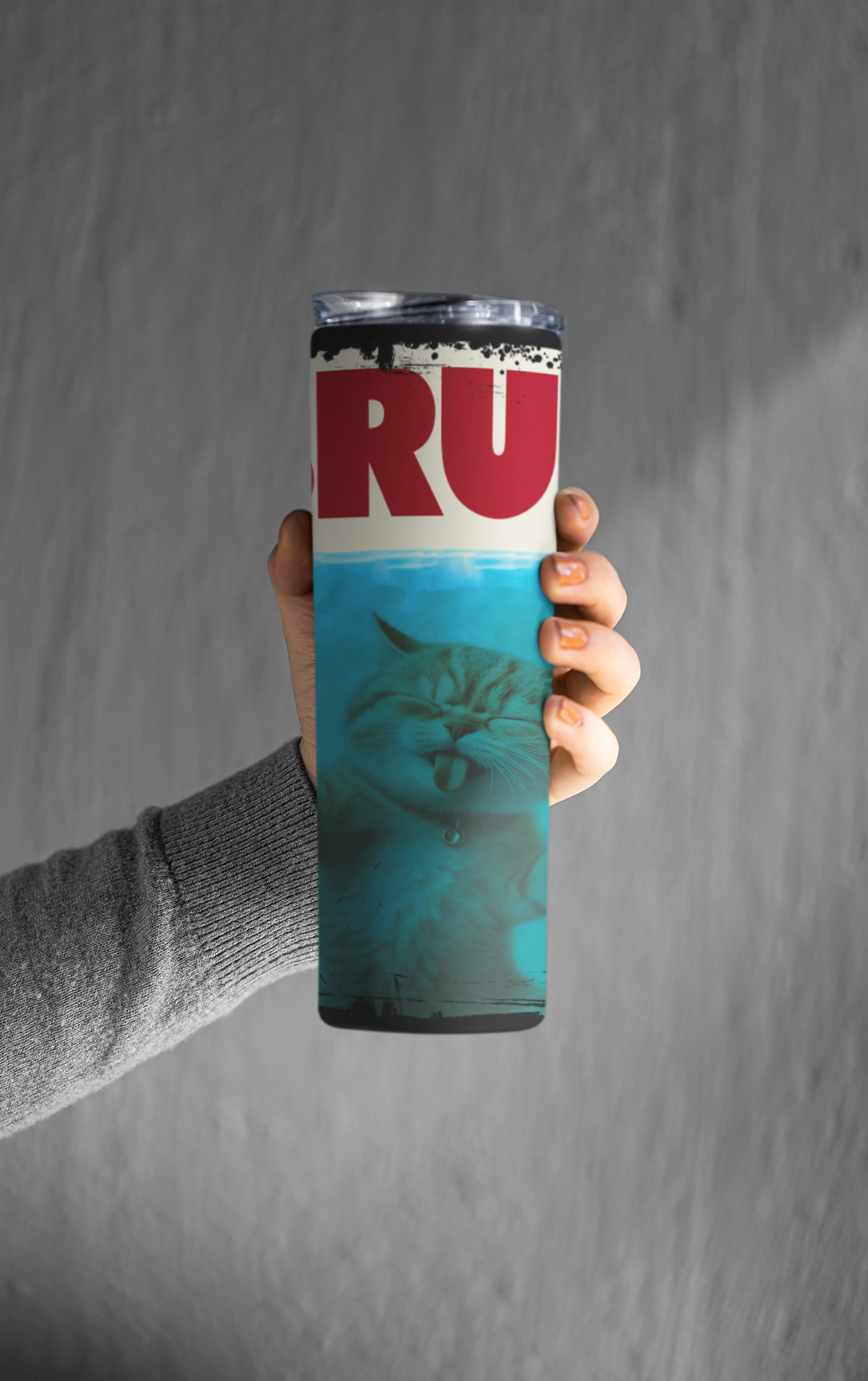 Bruh Cat Meme Insulated Tumbler, Stainless Steel Travel Cup with Lid and Straw image 4