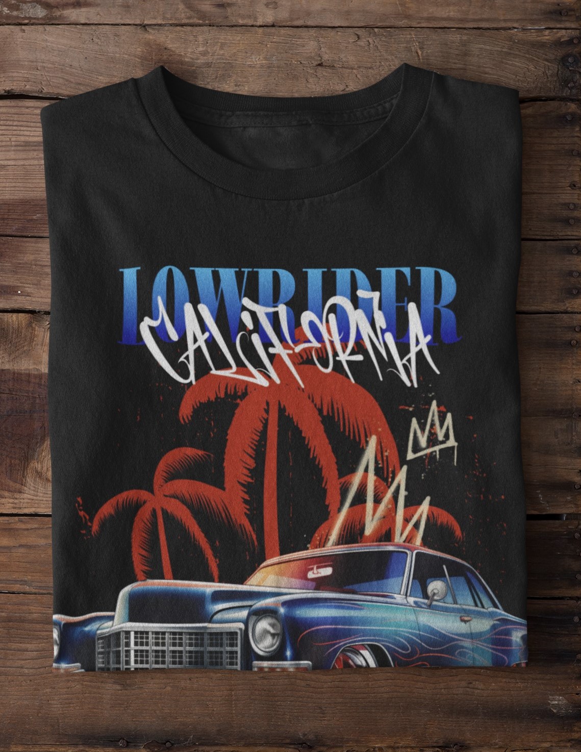 California LR Donk Classic Car T-Shirt Black, Custom Design image 2