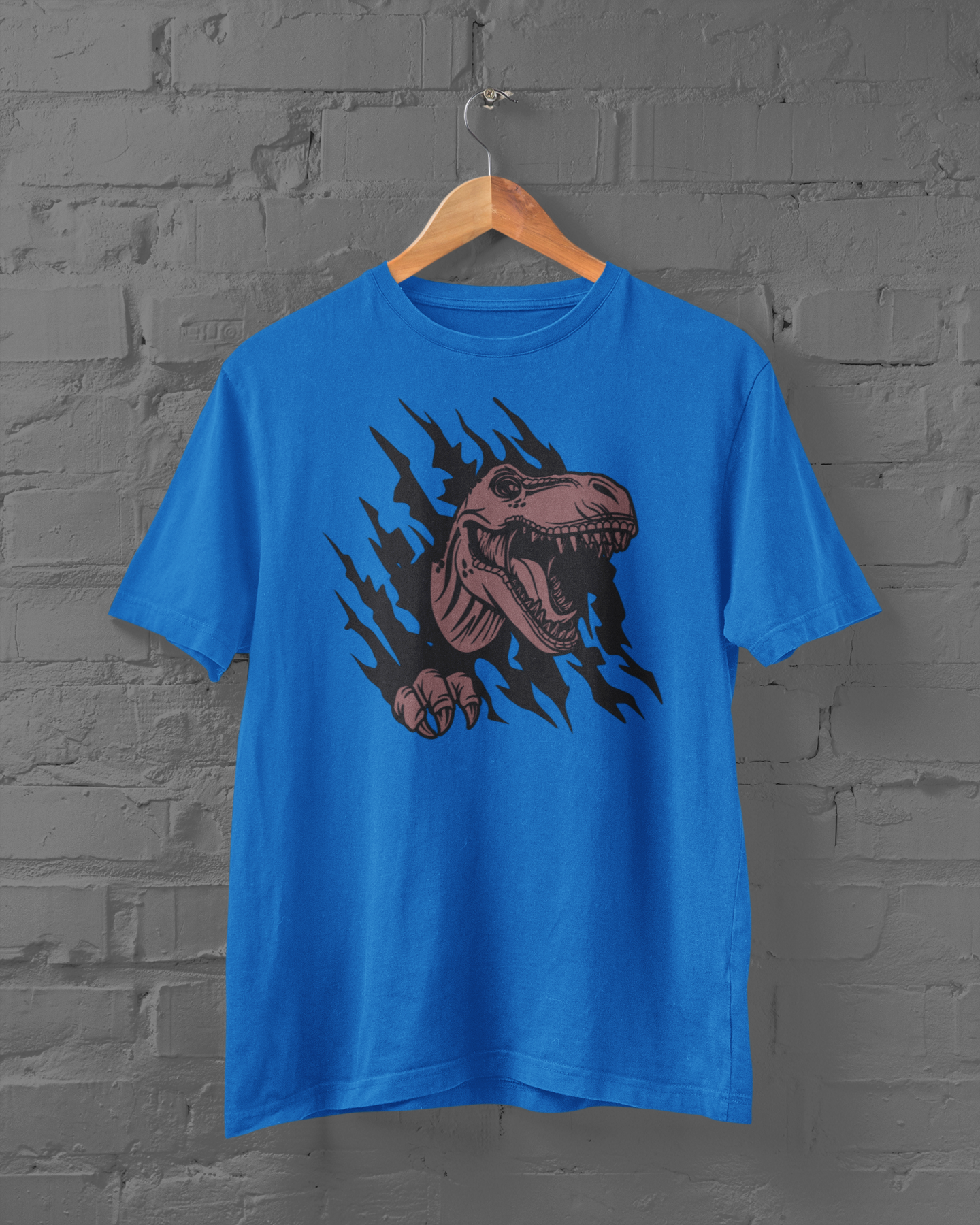 3D T-Rex Breakthrough Adult Graphic T-Shirt, Blue, Short Sleeve, XL image 2