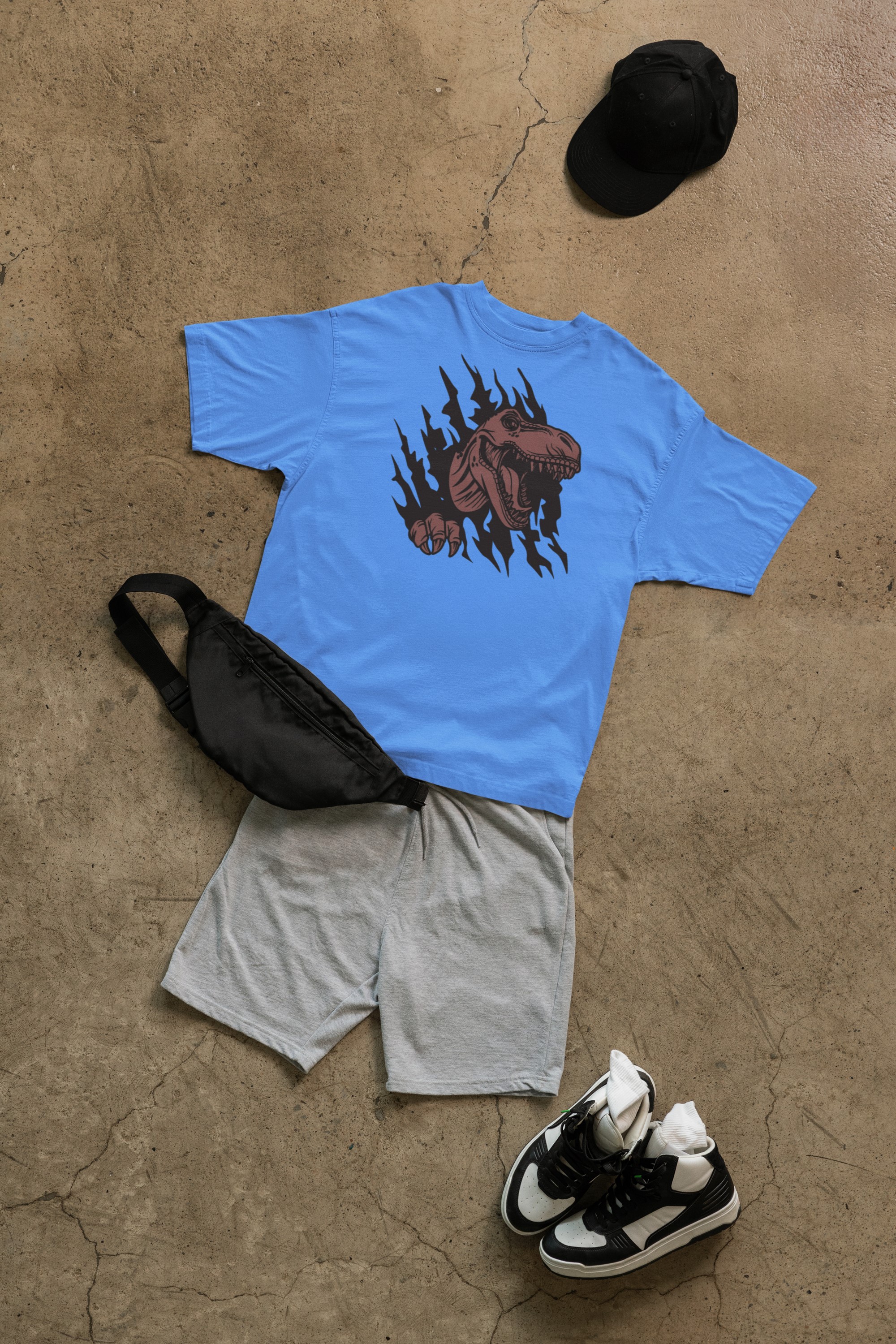 3D T-Rex Breakthrough Adult Graphic T-Shirt, Blue, Short Sleeve, XL image 5