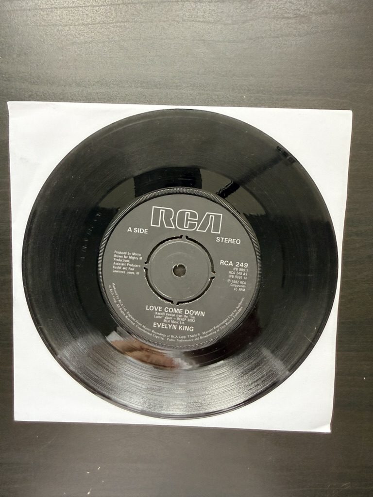 Evelyn King RCA Vinyl Record 45 RPM Single Love Comes Down / Don't Hide Our Love