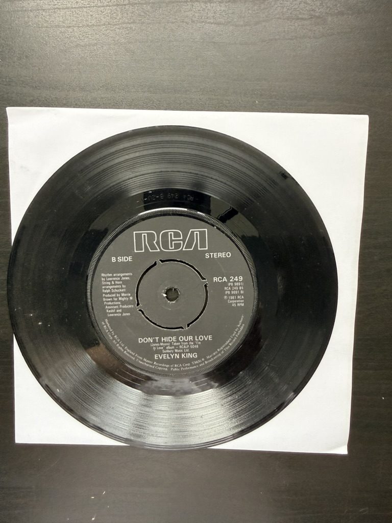 Evelyn King RCA Vinyl Record 45 RPM Single Love Comes Down / Don't Hide Our Love image 2