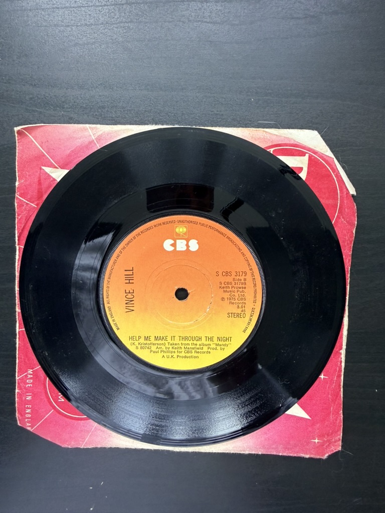 CBS Vince Hill Vinyl 7" Single 45 RPM 1975 Bad to me / Help me make it through the night image 2