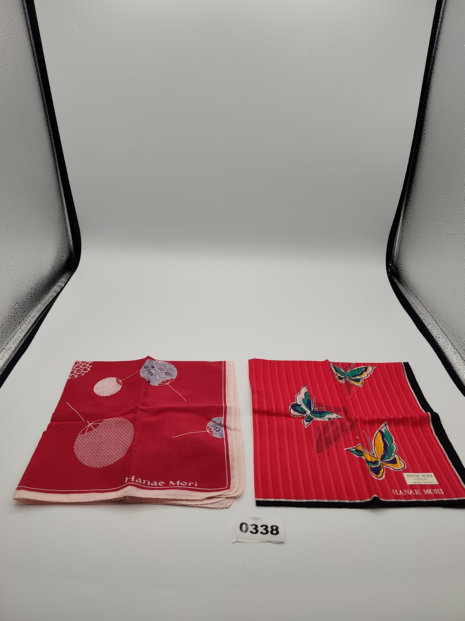 Hanae Mori Women's Red & Pink Cotton Handkerchiefs Set of 2