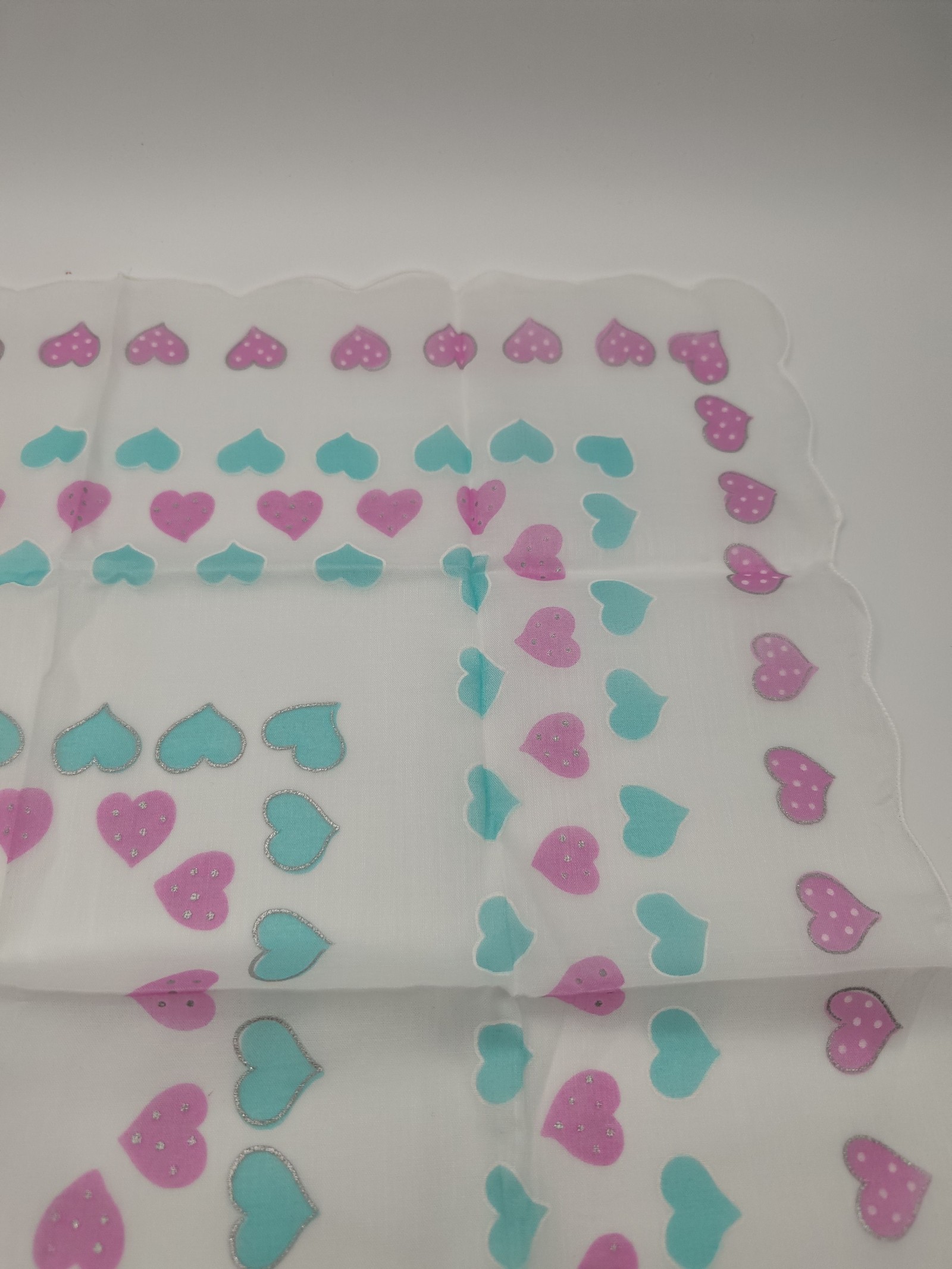 Courrèges White Pink & Blue Heart Print Cotton handkerchief Women image 4
