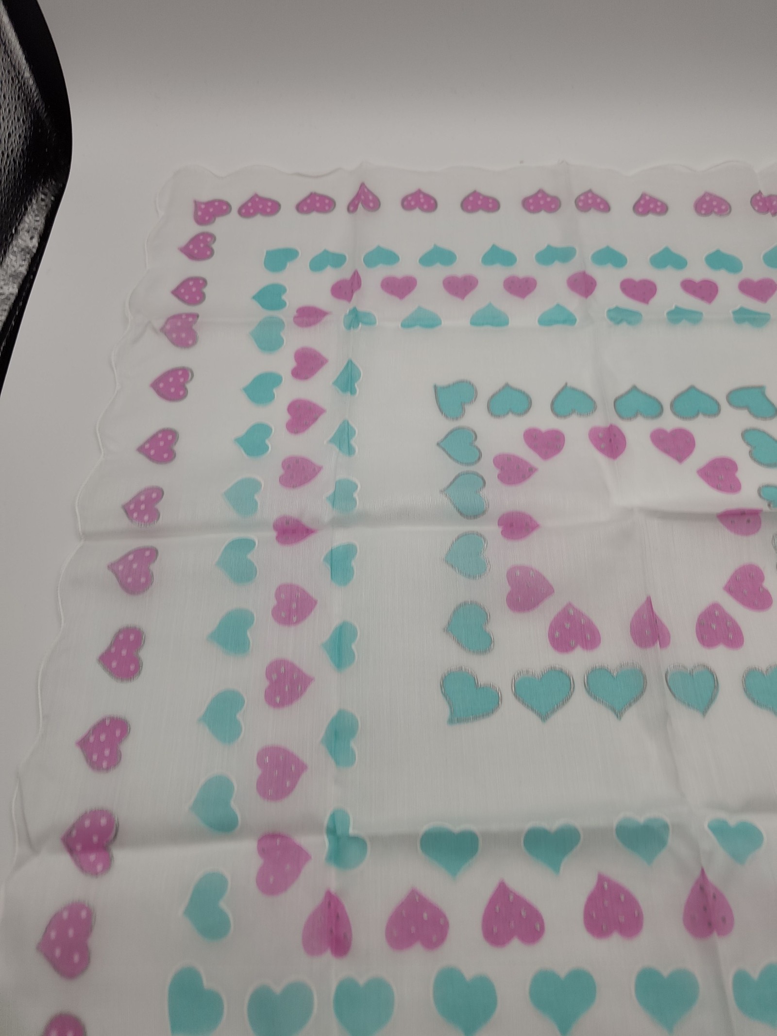 Courrèges White Pink & Blue Heart Print Cotton handkerchief Women image 7