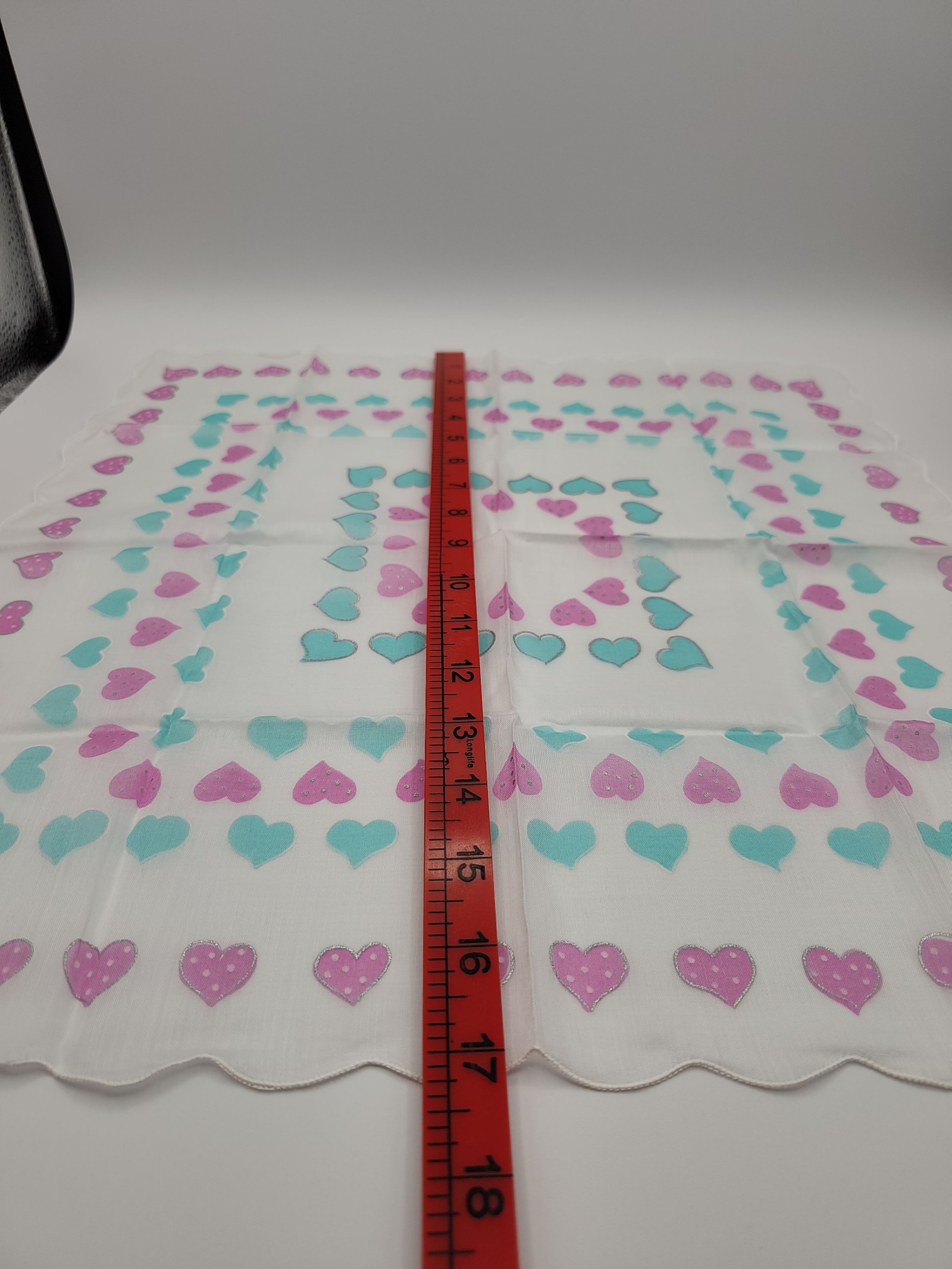 Courrèges White Pink & Blue Heart Print Cotton handkerchief Women image 9